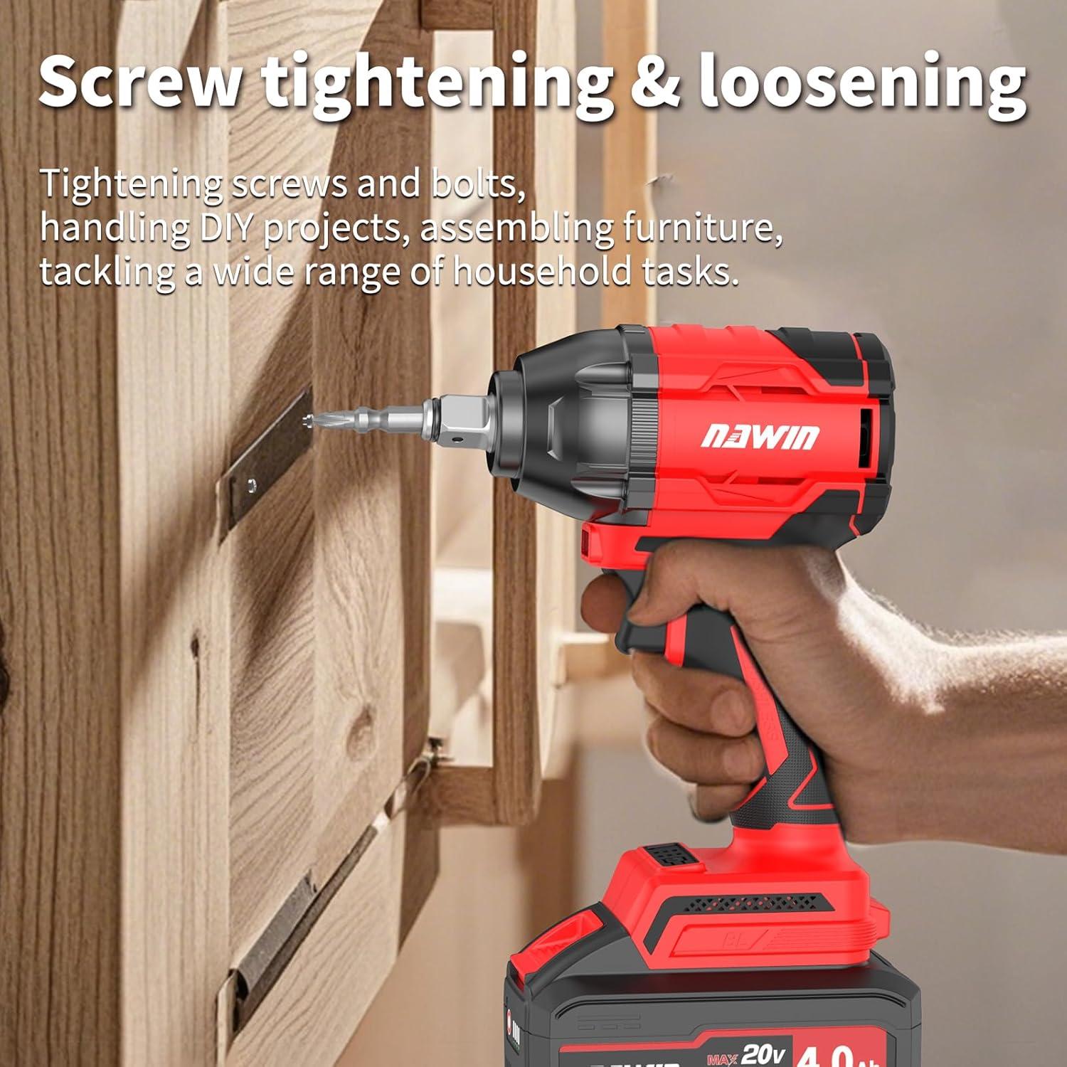 Llave de impacto inalámbrica NAWIN 350Nm 20V con 2 baterías