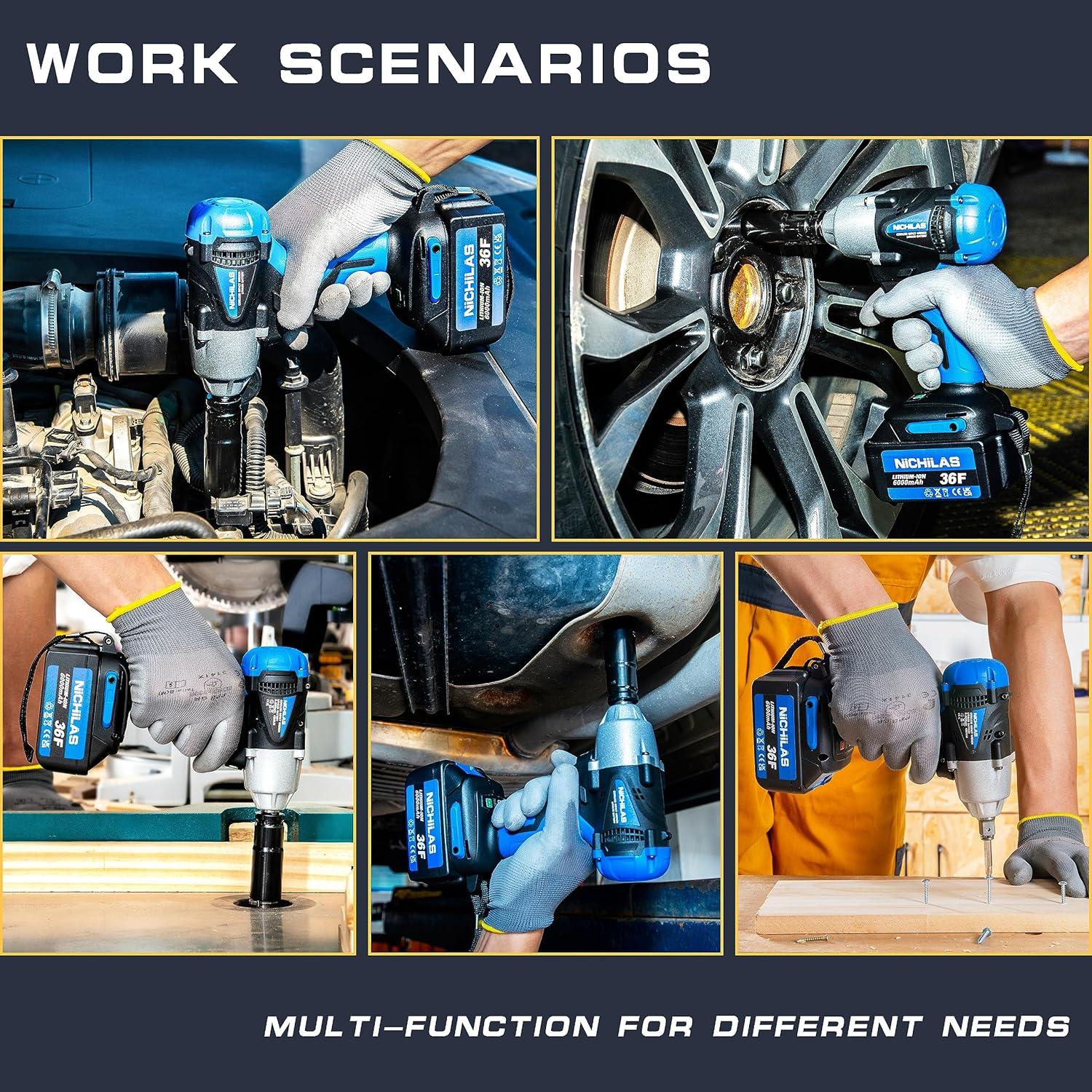 Llave de Impacto Inalámbrica Nichilas 21V 420Nm 2 en 1