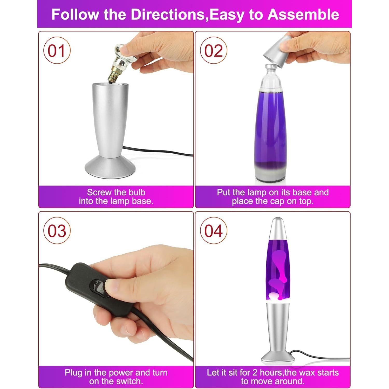 Lámpara de Movimiento Líquido Eadaiylon Púrpura 33cm