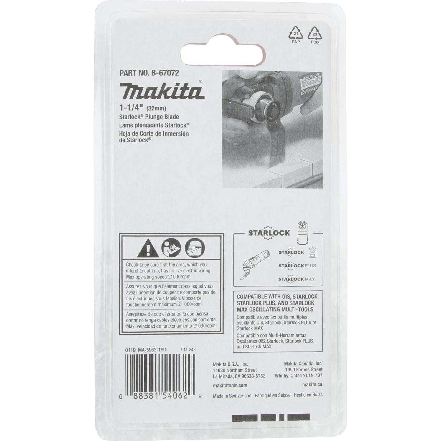Cuchilla de Inmersión Starlock Makita B-67072 1-1/4" BiM 14TPI