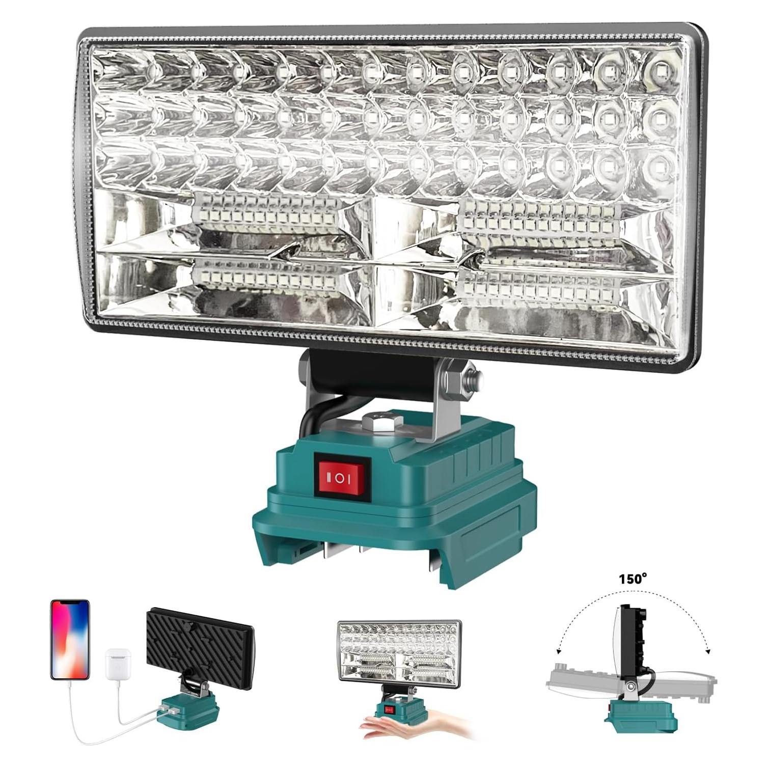 Luz de trabajo LED DEMIMA 20V 5400 lúmenes ajustable