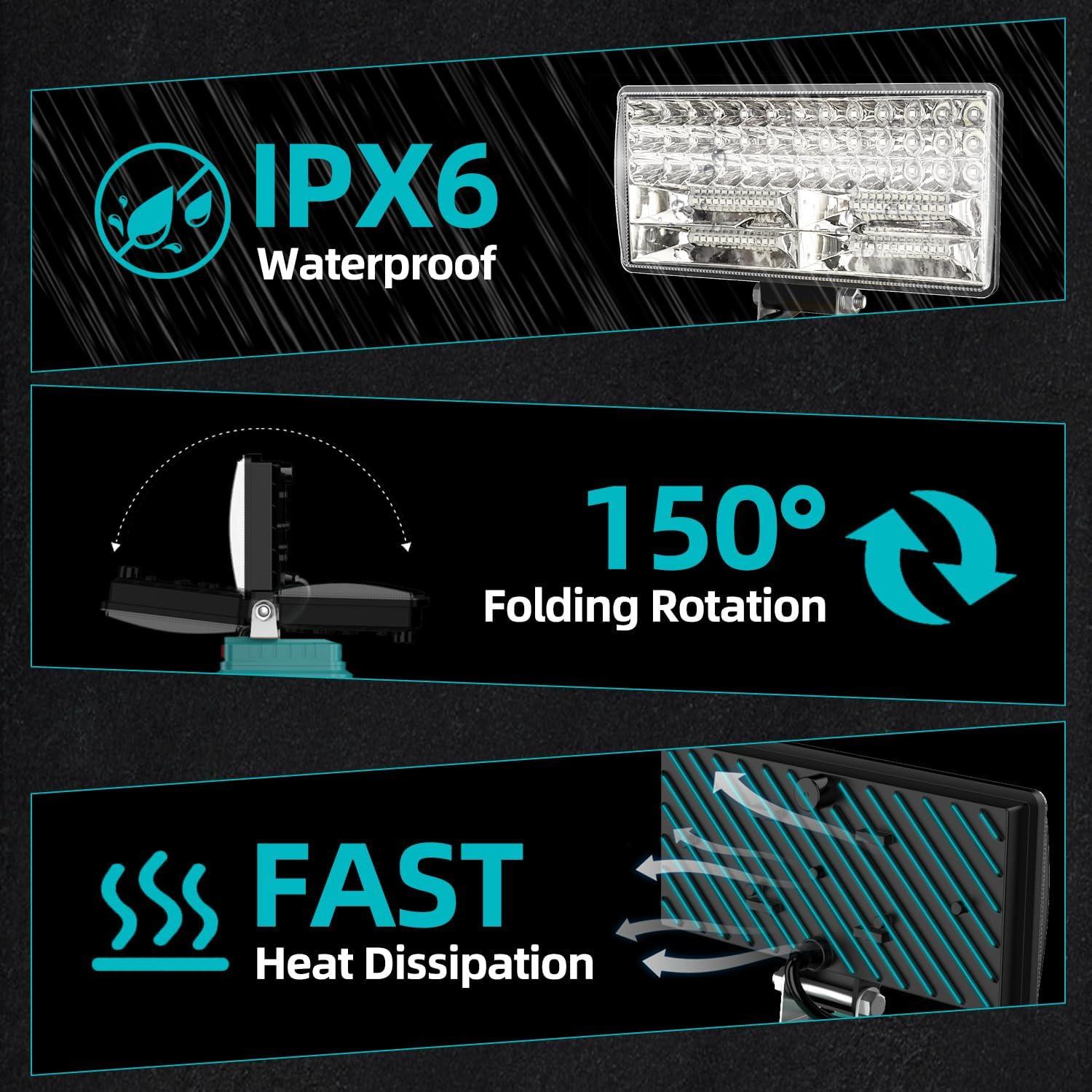 Luz de trabajo LED DEMIMA 20V 5400 lúmenes ajustable