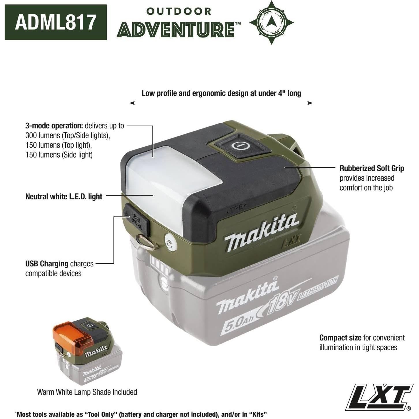 Linterna LED Makita ADML817 18V LXT Compacta Verde Camo