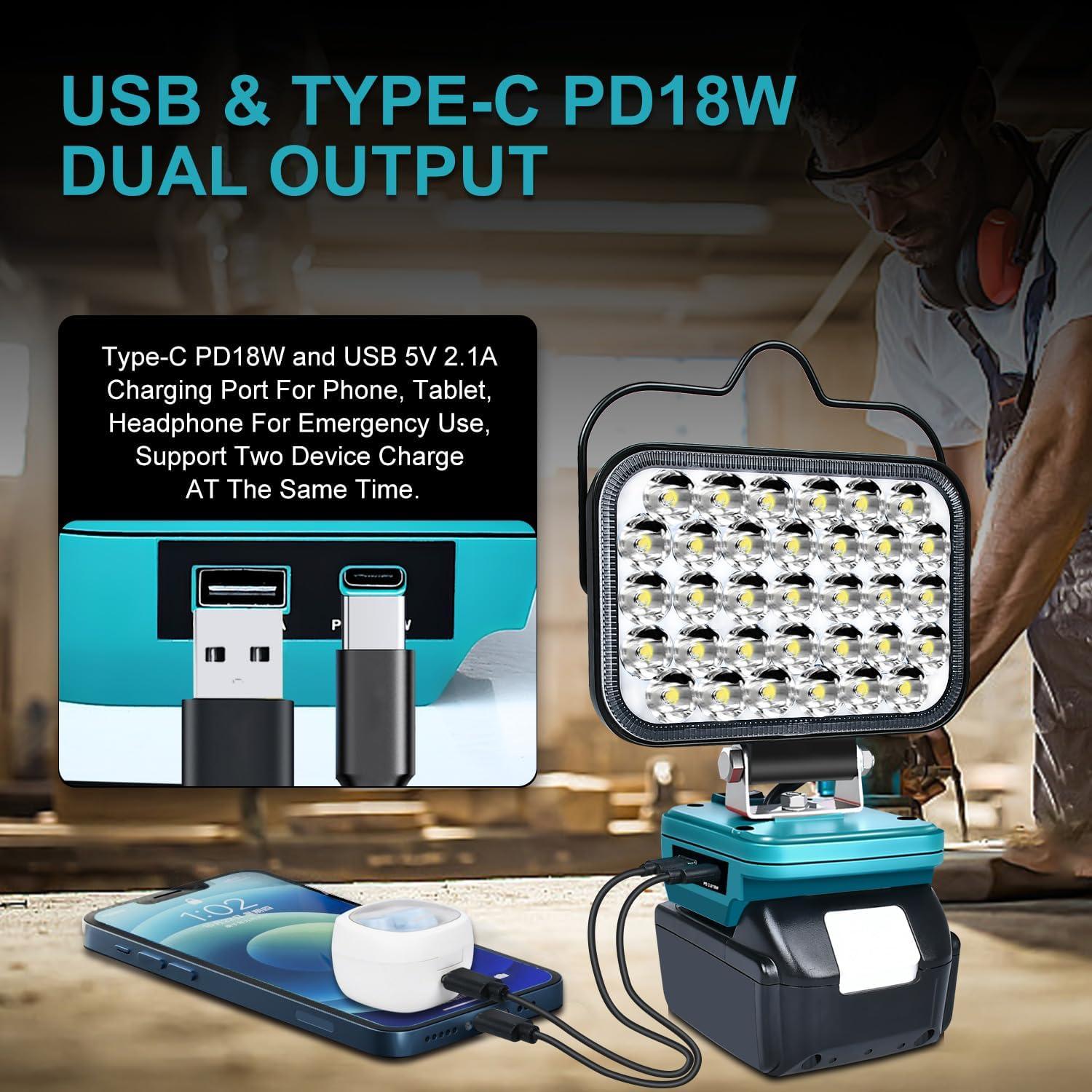 Luz de trabajo LED Makita 18V 3600LM portátil azul