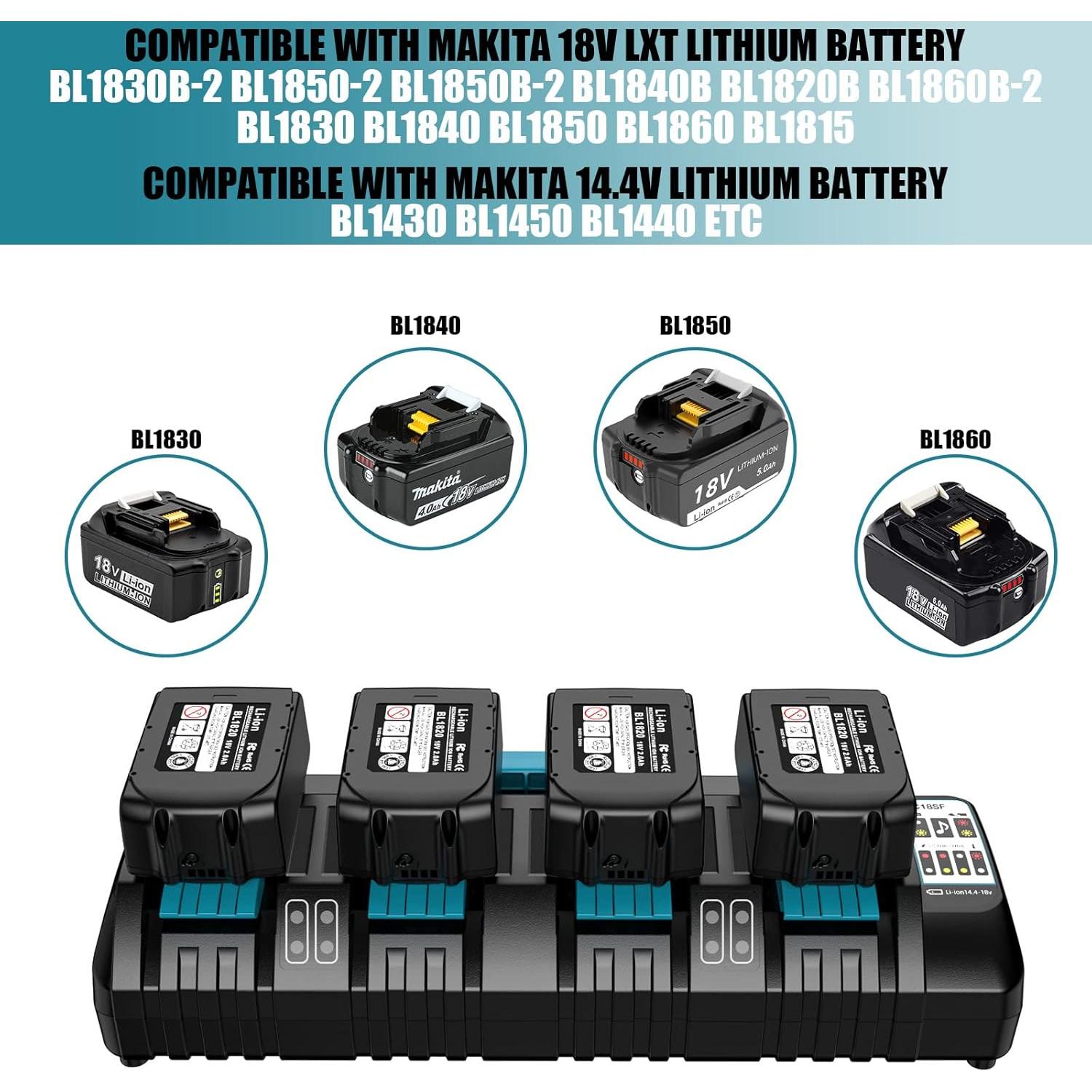 Cargador Rápido 4 Puertos YEX-BUR DC18SF para Baterías Makita