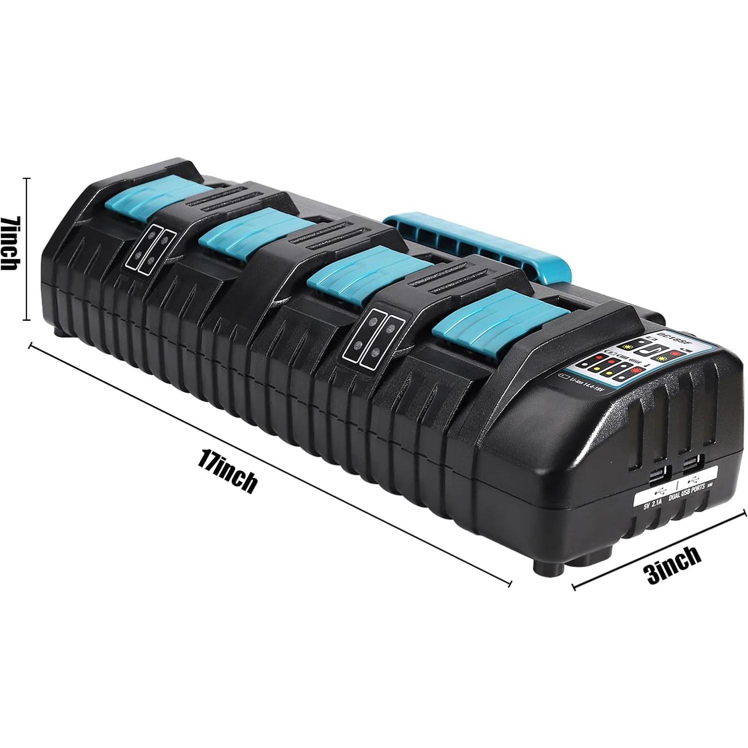 Cargador Rápido 4 Puertos YEX-BUR DC18SF para Baterías Makita