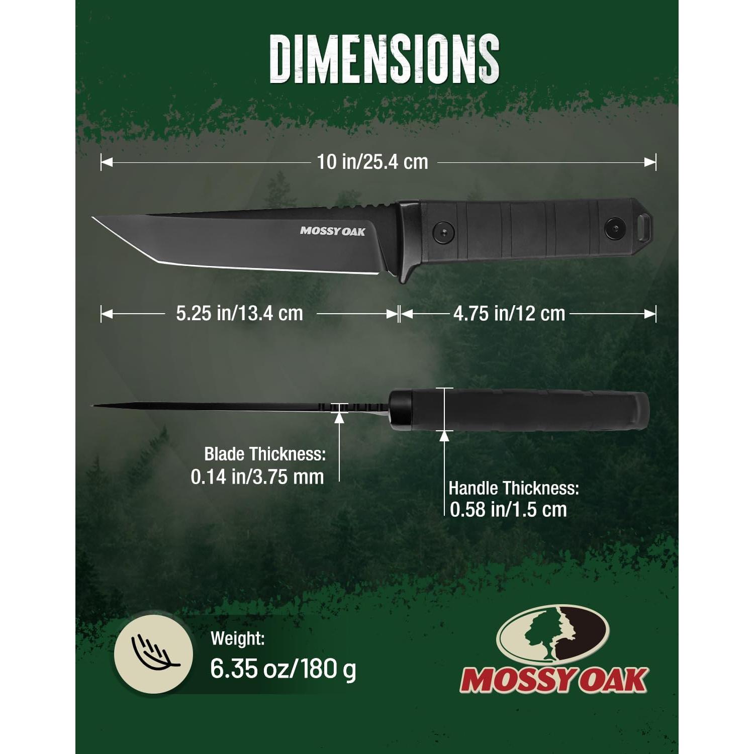 Cuchillo de Caza Mossy Oak 25.4 cm Acero 14C28N con Funda