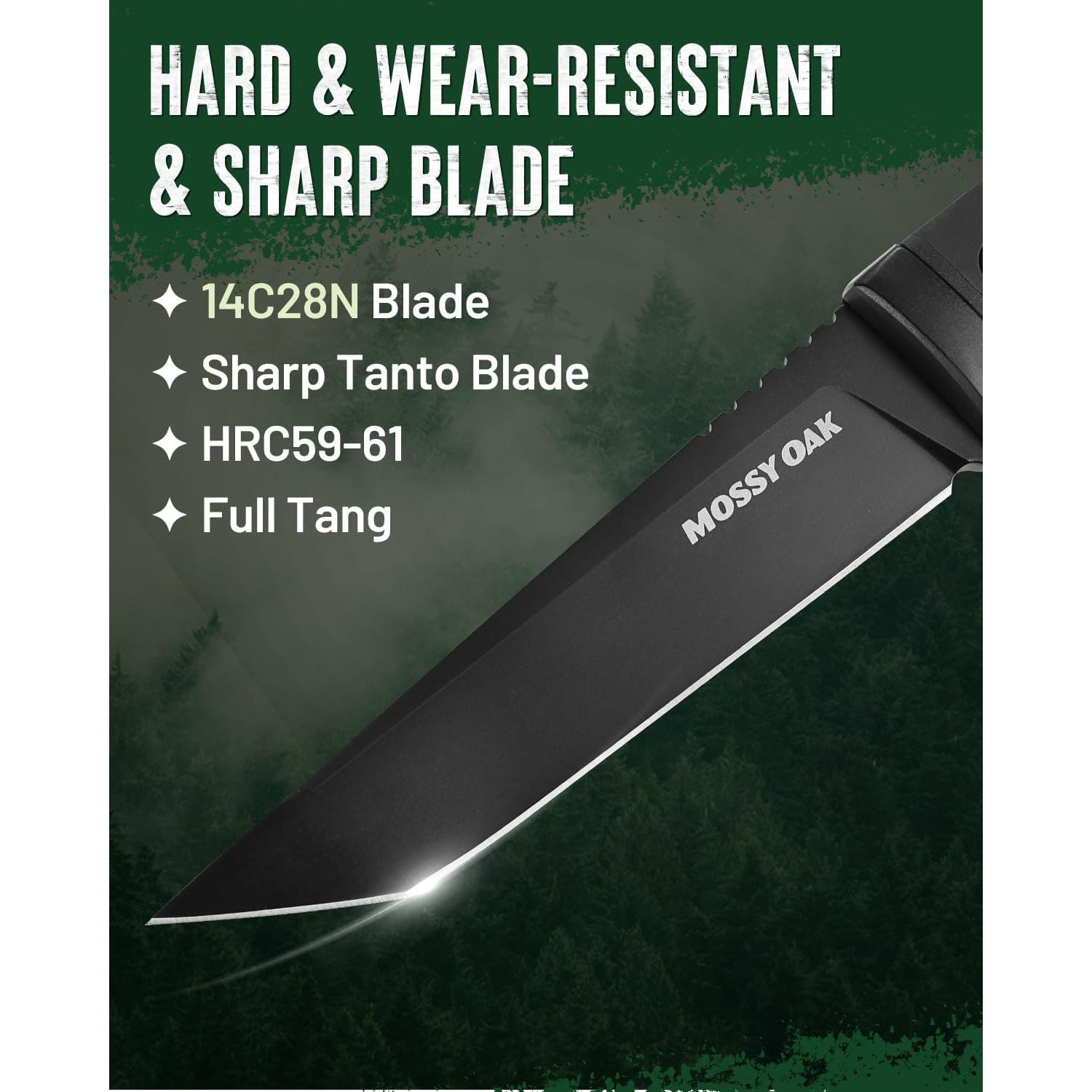 Cuchillo de Caza Mossy Oak 25.4 cm Acero 14C28N con Funda