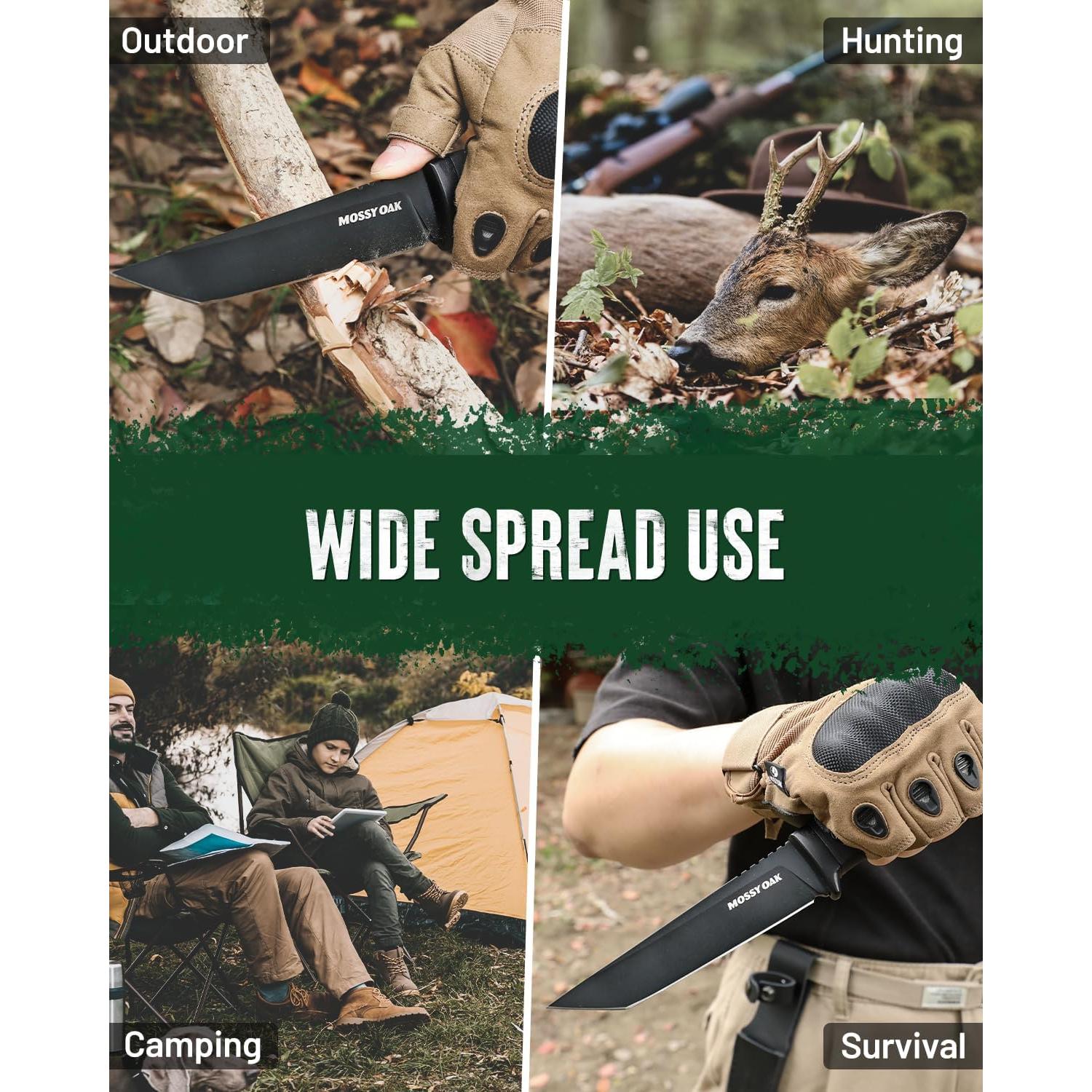 Cuchillo de Caza Mossy Oak 25.4 cm Acero 14C28N con Funda