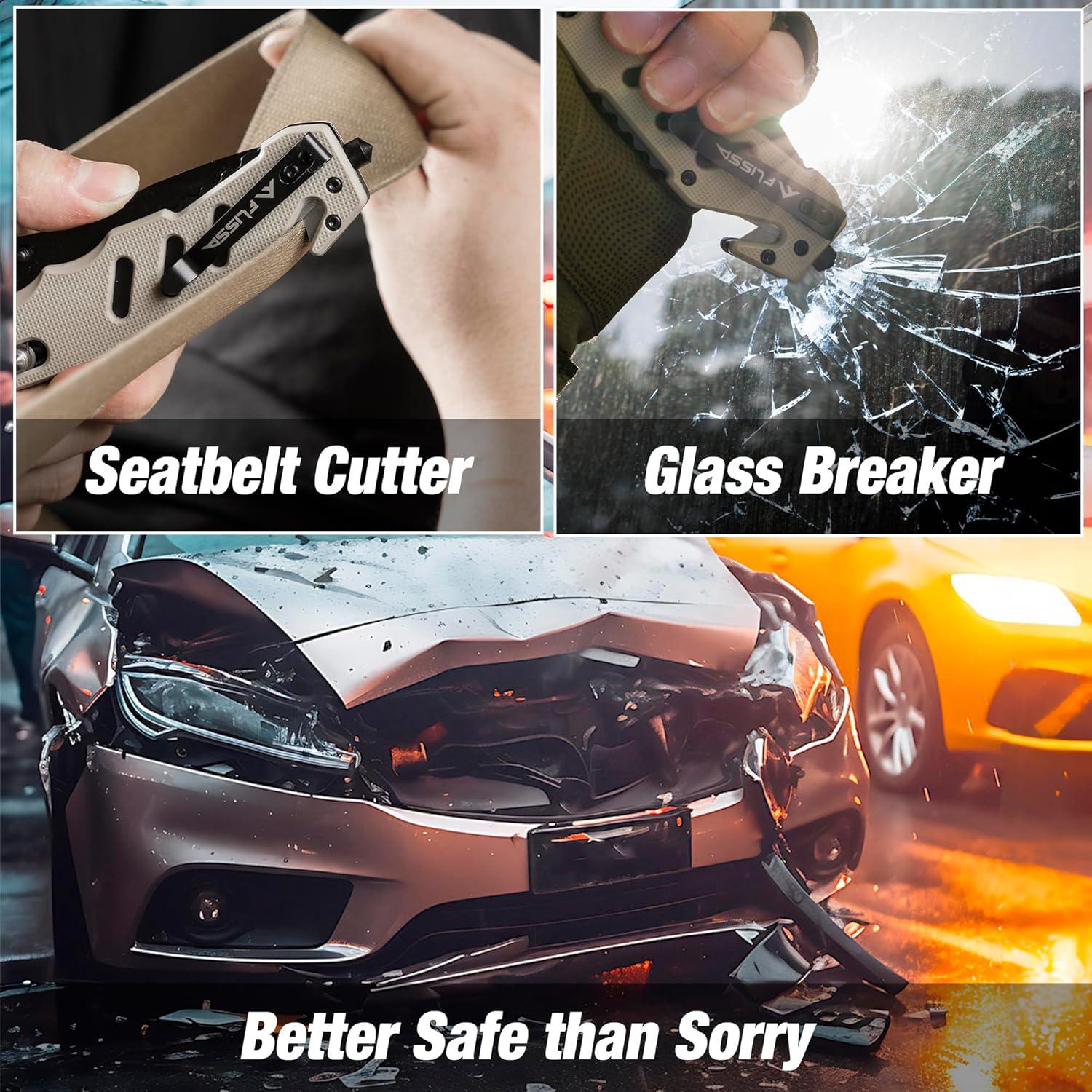 Cuchillo Plegable FLISSA 3 en 1 para Supervivencia y Emergencias