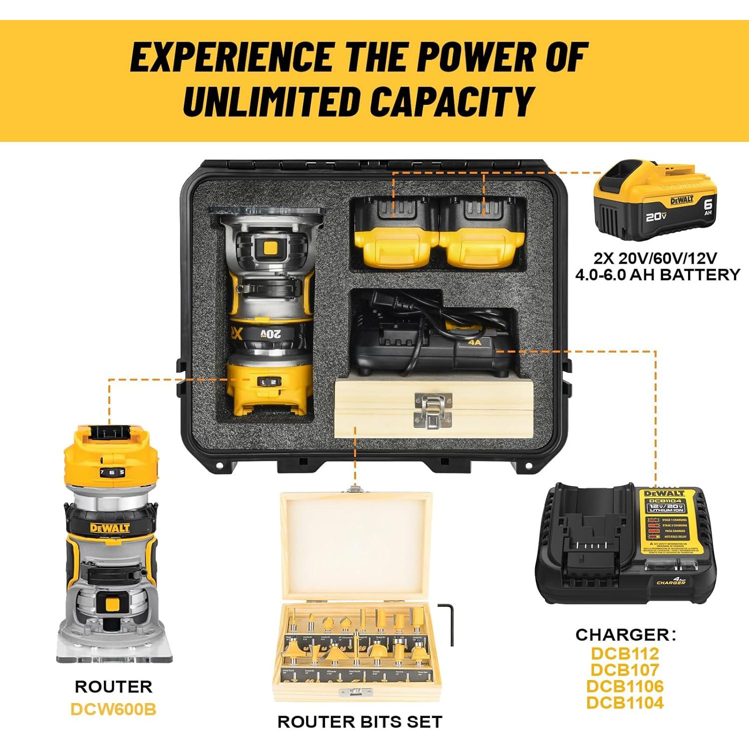 Funda Dura LOTOCASE para Router Dewalt 20V - Impermeable
