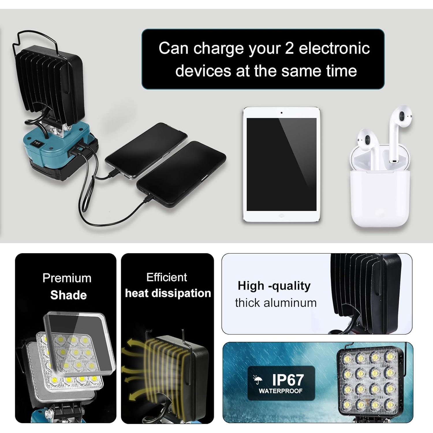 Luz de trabajo LED CdbestBm para Makita 18V 48W 3400LM