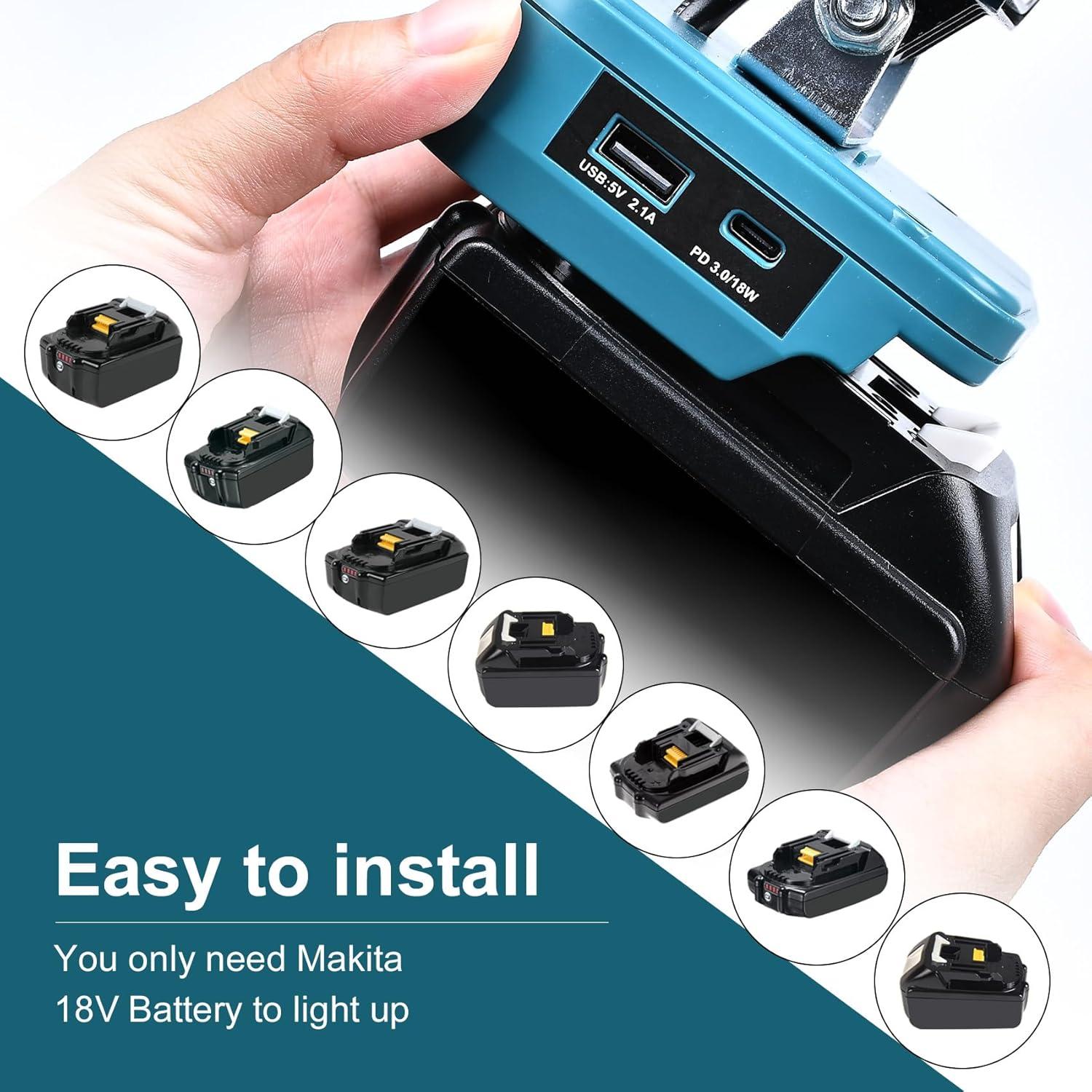 Luz de trabajo LED CdbestBm para Makita 18V 48W 3400LM