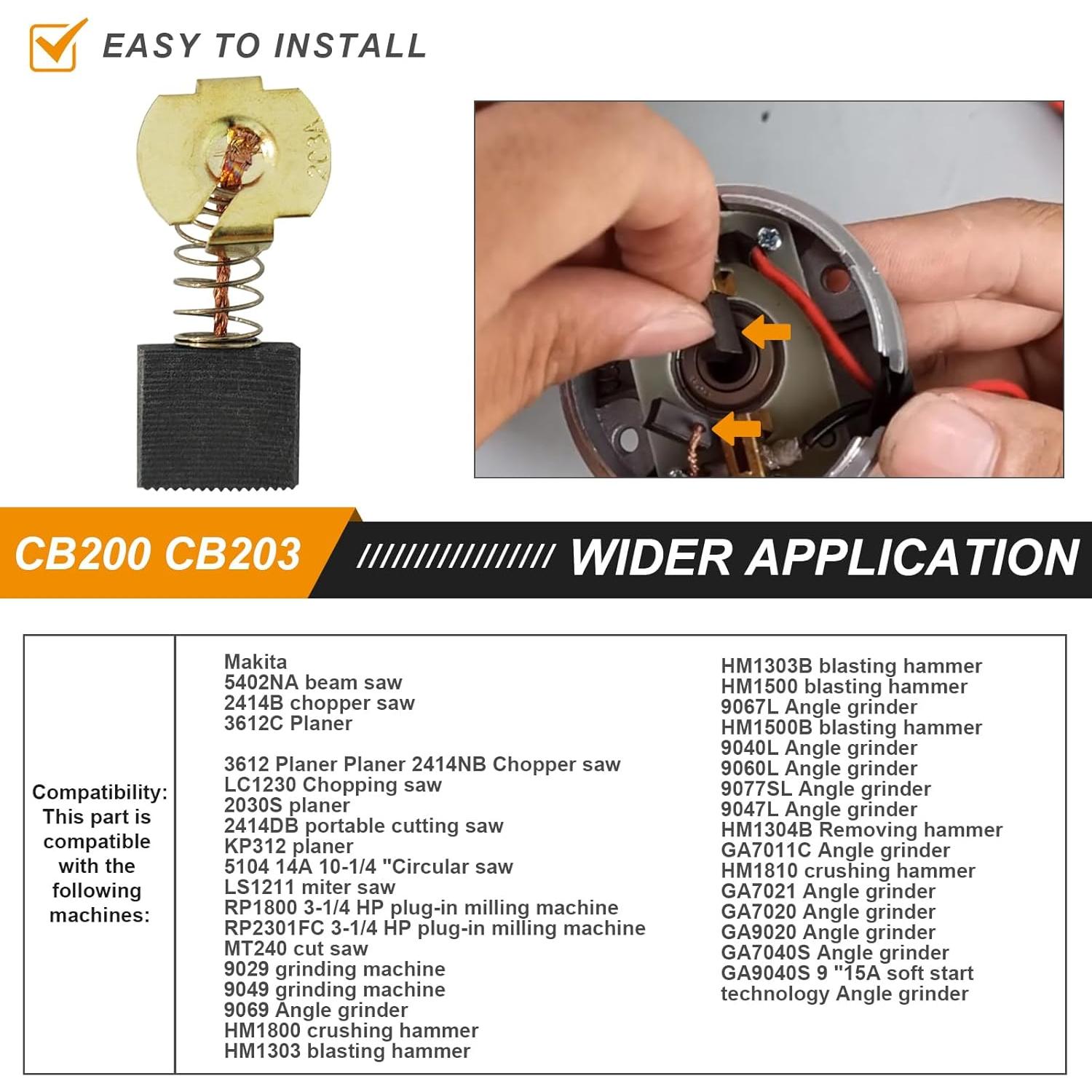 8 Piezas Cepillo de Carbono Popbee para Makita CB203