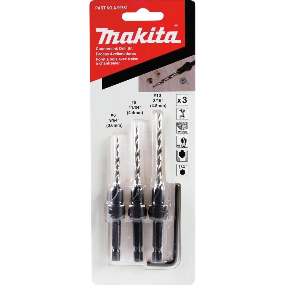 Juego Avellanador Makita A-99661 3 Piezas con Broca