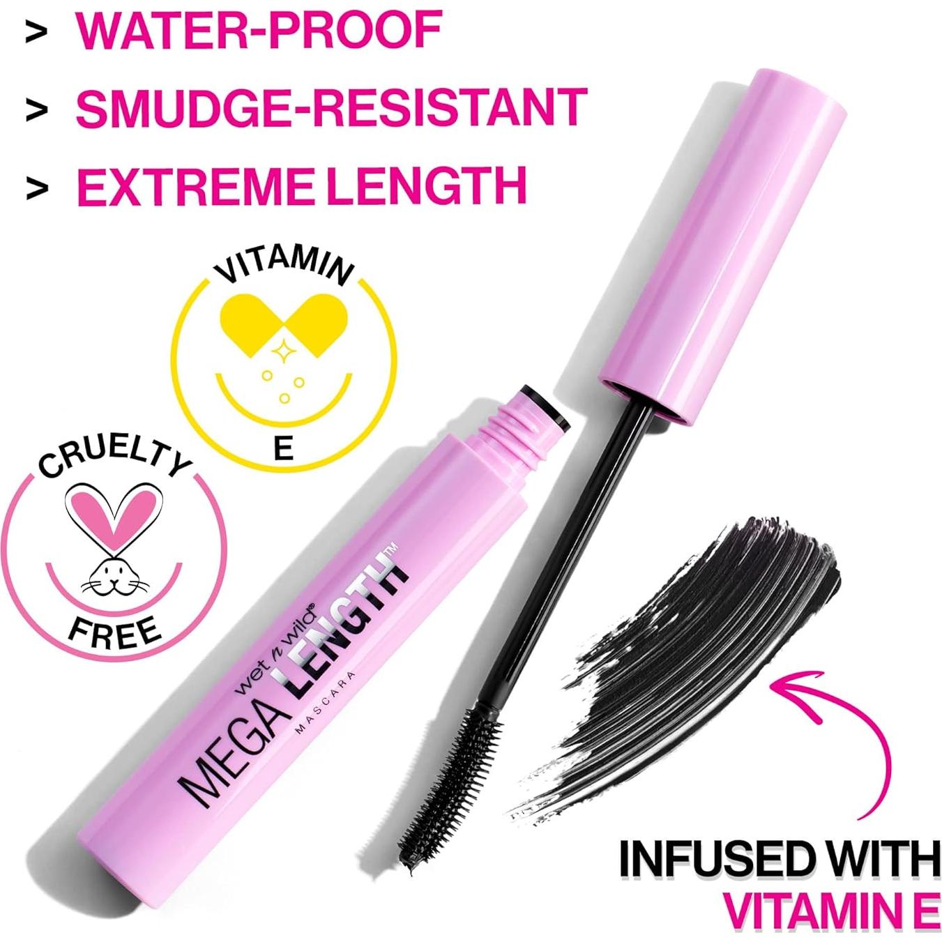 Máscara Waterproof Wet n Wild Mega Length 6.3 ml Muy Negra