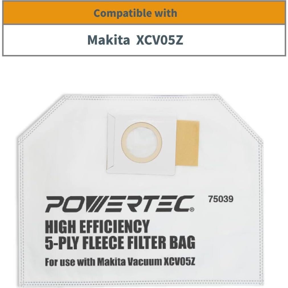 Bolsas de Filtro POWERTEC 10PK para Aspiradora Makita