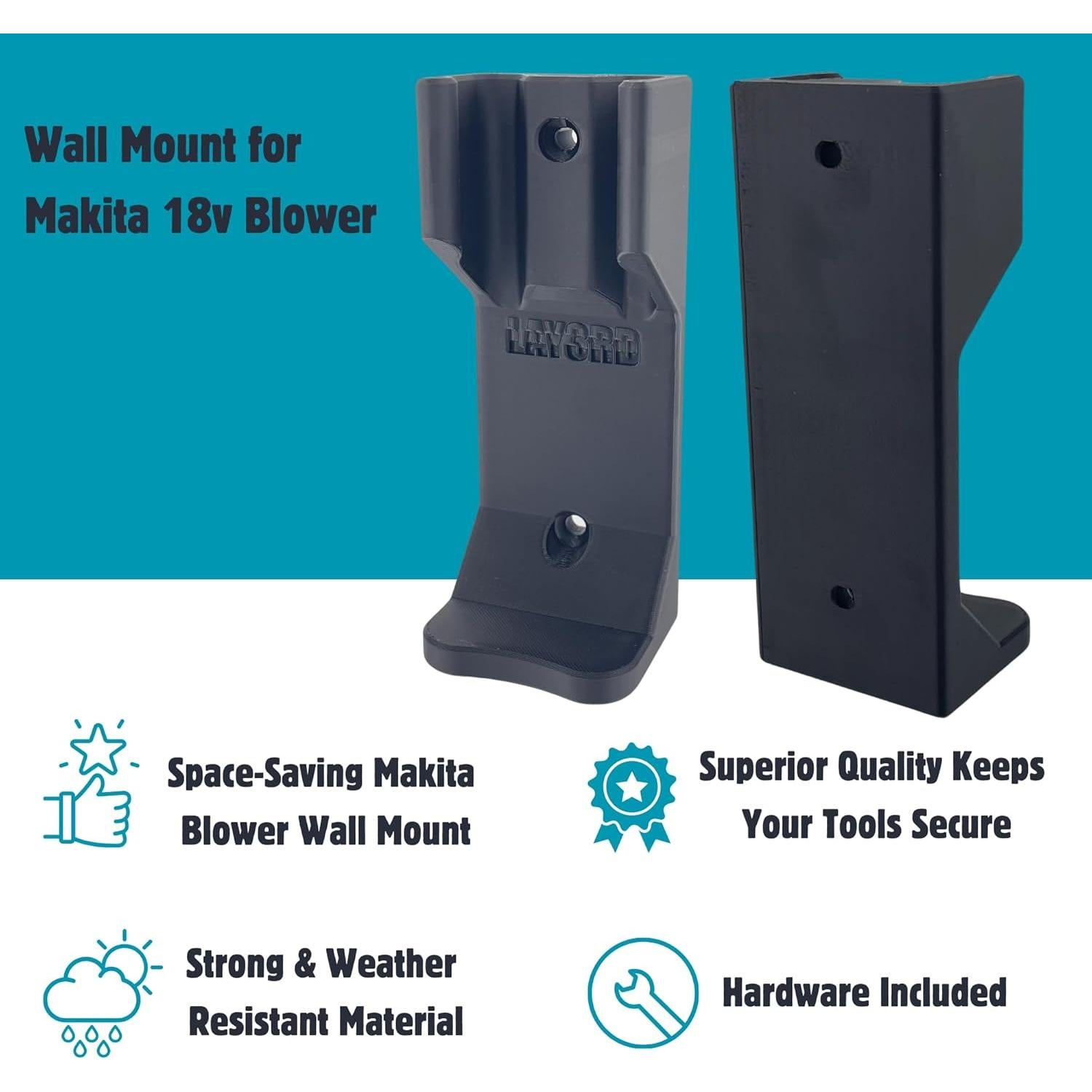 Soporte de Pared Makita para Soplador 18V XBU03Z - Plástico Negro