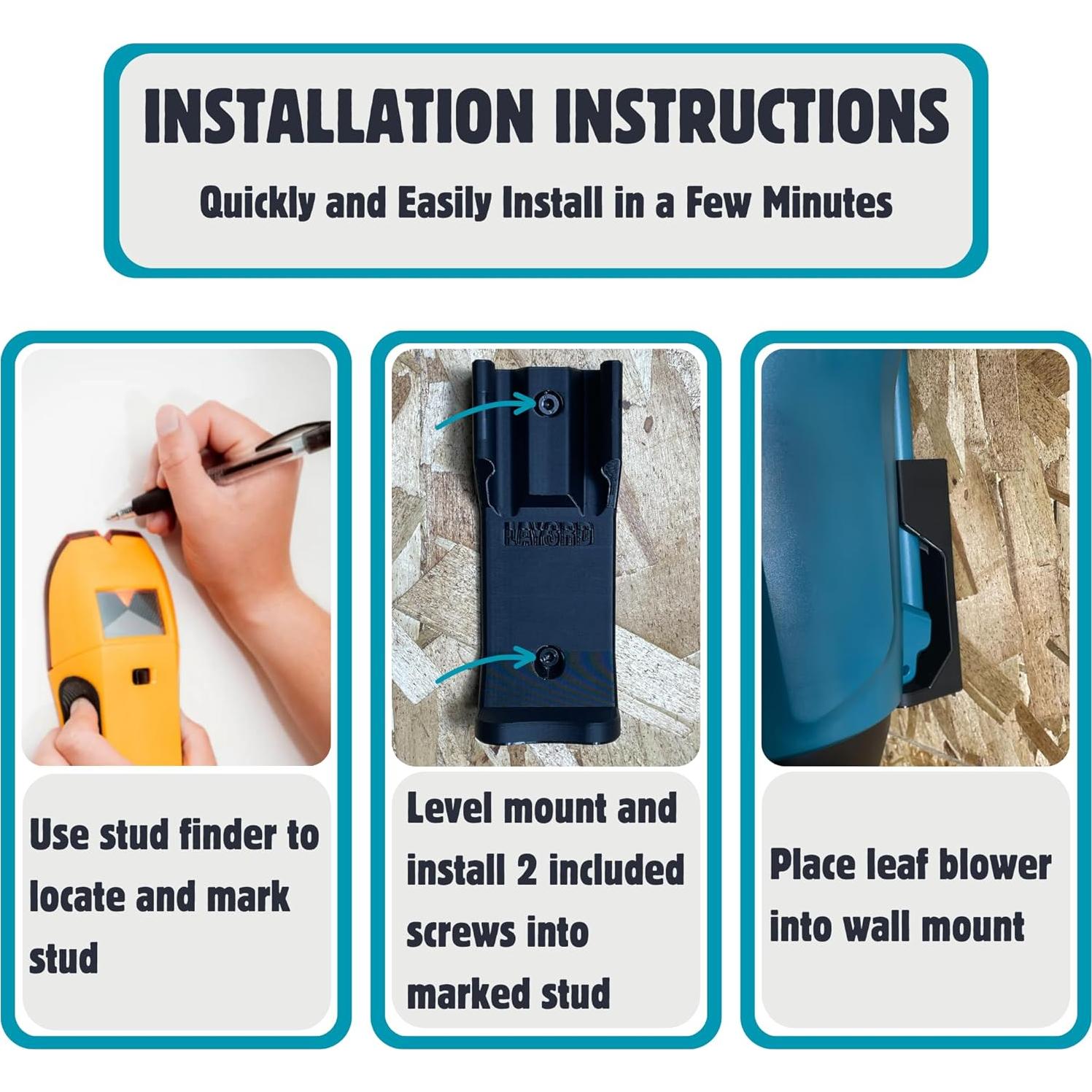 Soporte de Pared Makita para Soplador 18V XBU03Z - Plástico Negro