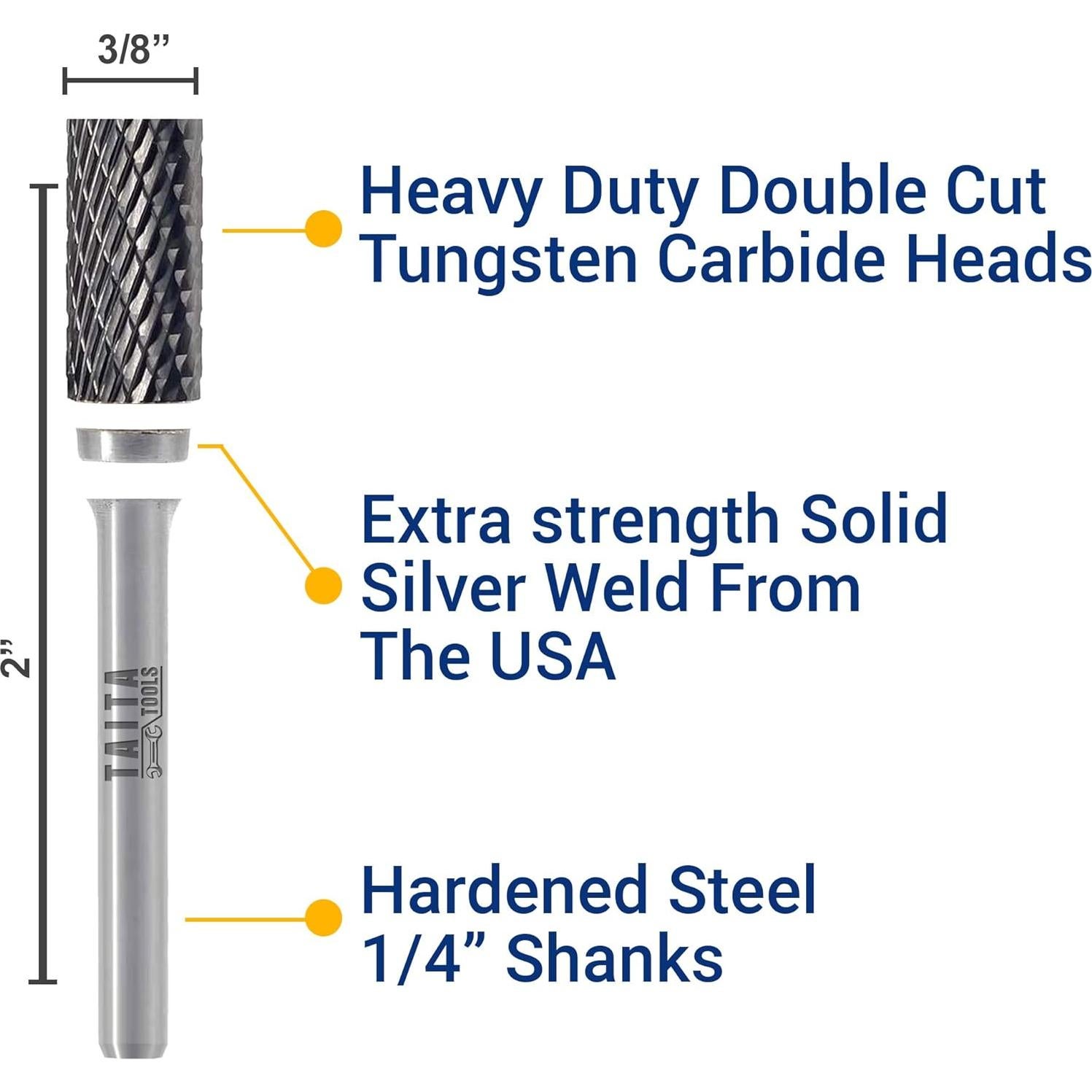 Fresa de Carburo TaitaTools SF-5 9.53mm Doble Corte 10PCs