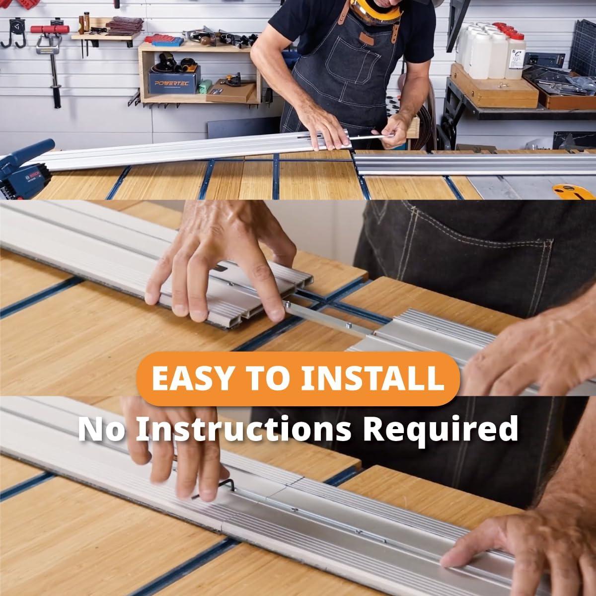 Conjunto Conectores Rail de Guía POWERTEC 71358 - 2 Piezas