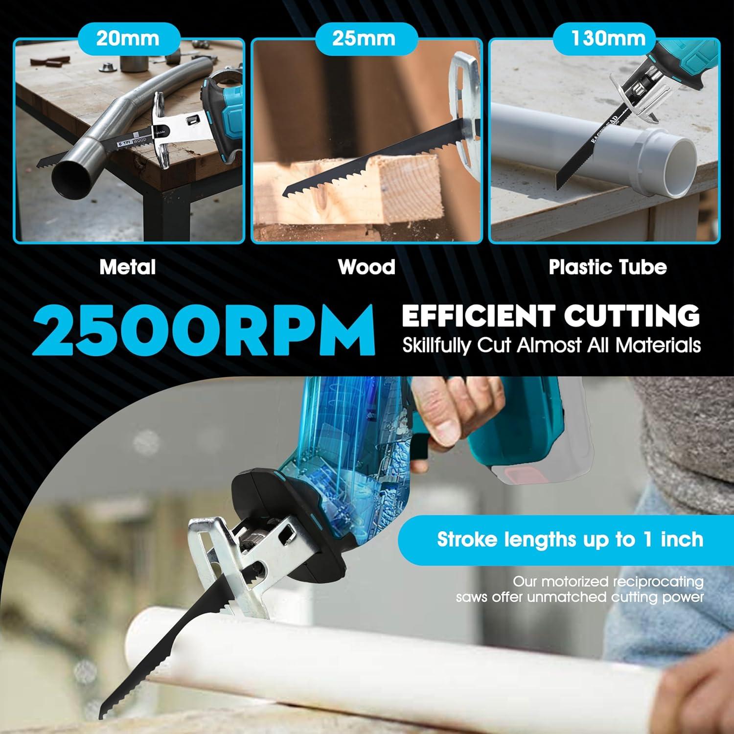 Sierra Recíproca Inalámbrica Aoikoy 18V con 4 Cuchillas