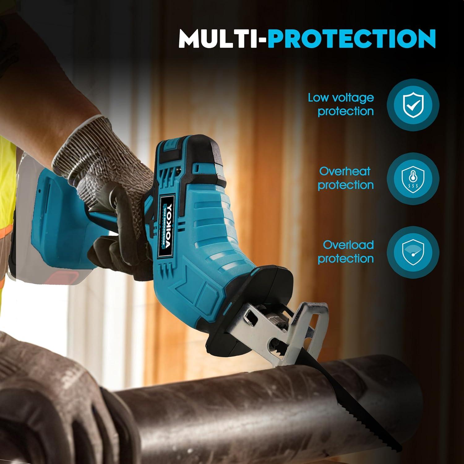 Sierra Recíproca Inalámbrica Aoikoy 18V con 4 Cuchillas