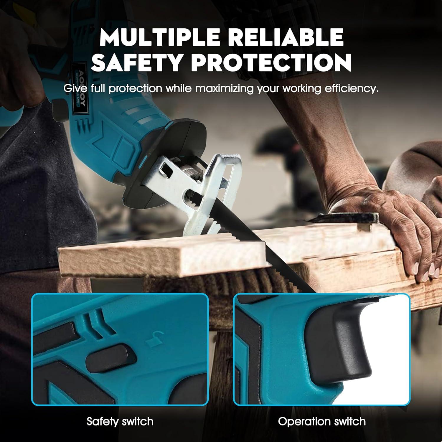 Sierra Recíproca Inalámbrica Aoikoy 18V con 4 Cuchillas