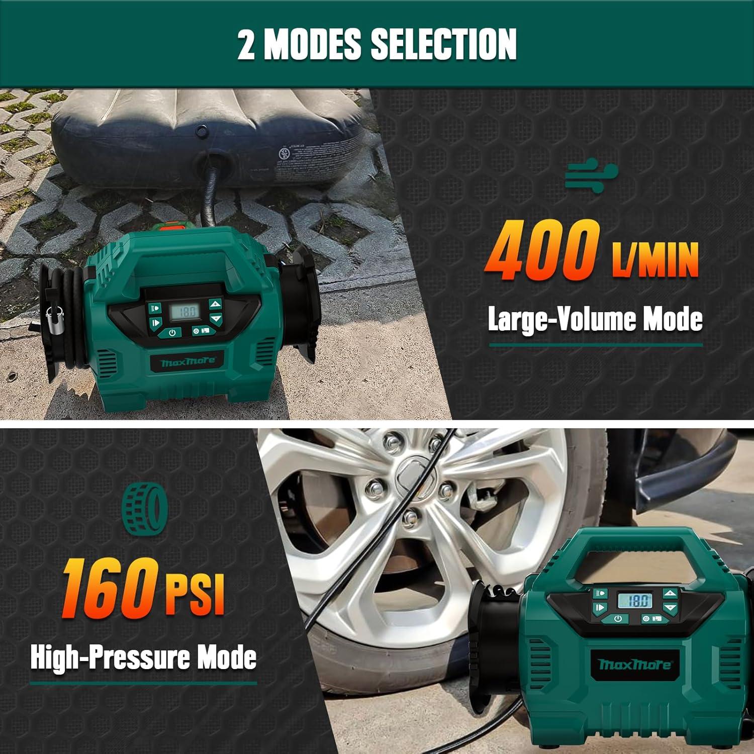 Inflador de Neumáticos MaxMore Inalámbrico 160 PSI 18V