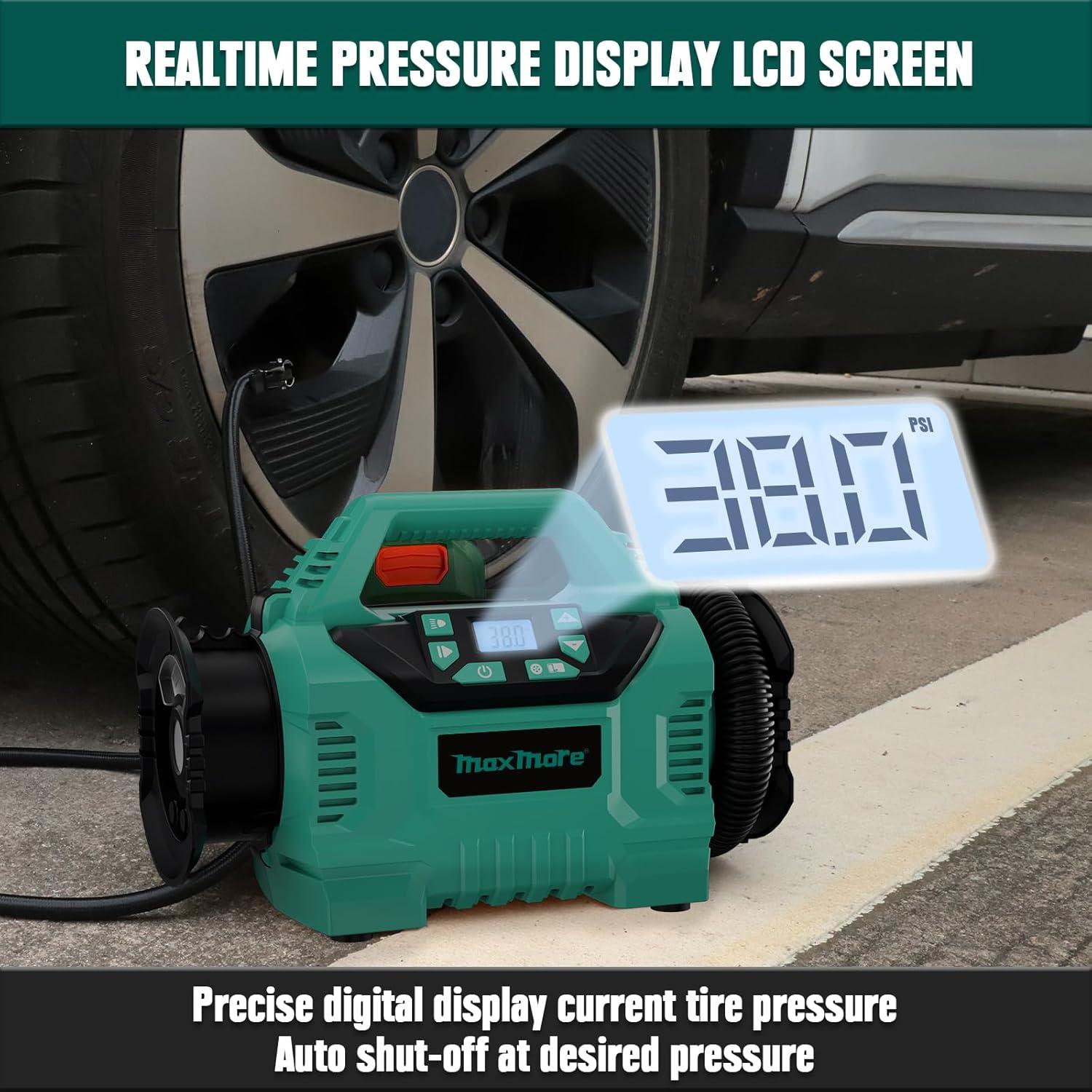 Inflador de Neumáticos MaxMore Inalámbrico 160 PSI 18V