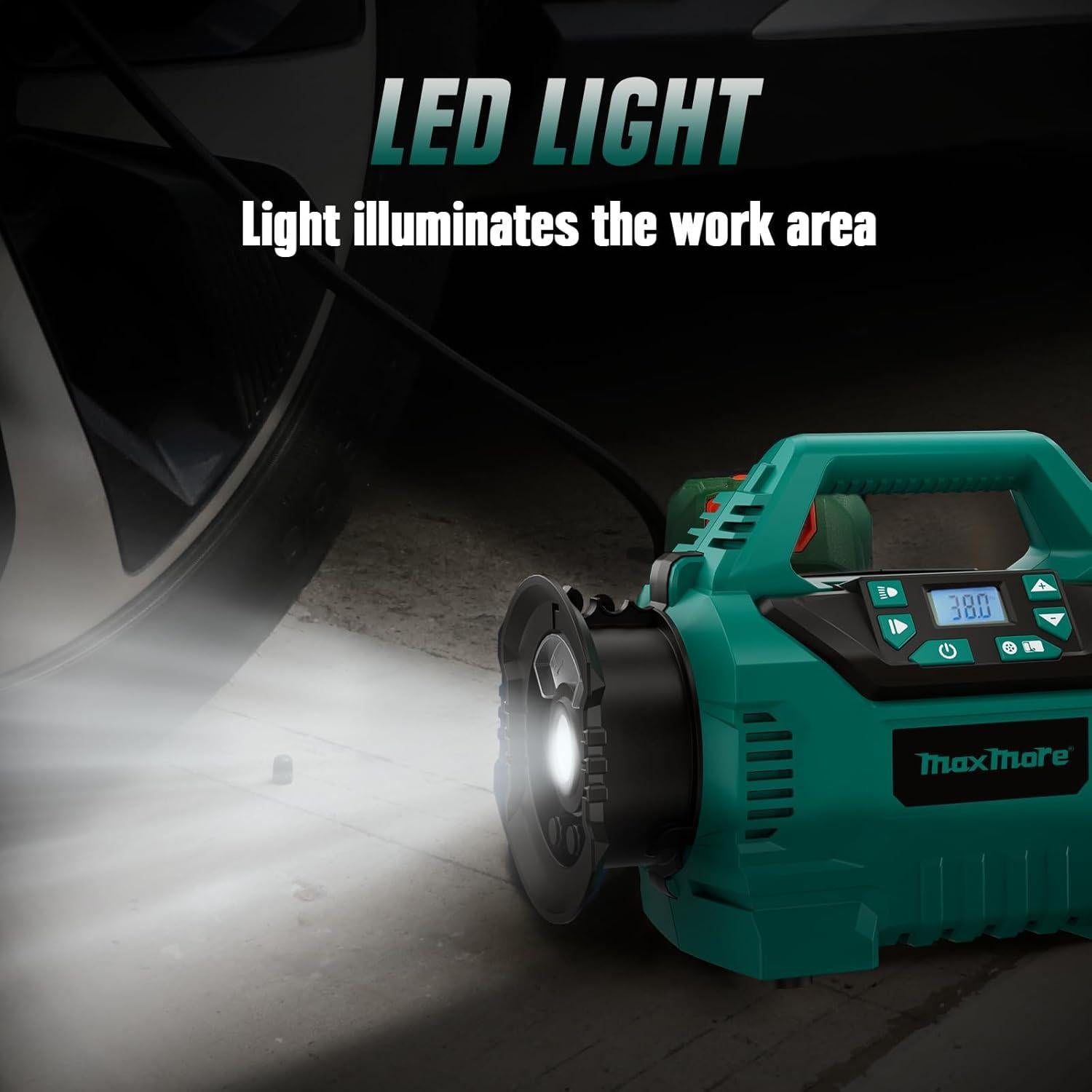 Inflador de Neumáticos MaxMore Inalámbrico 160 PSI 18V