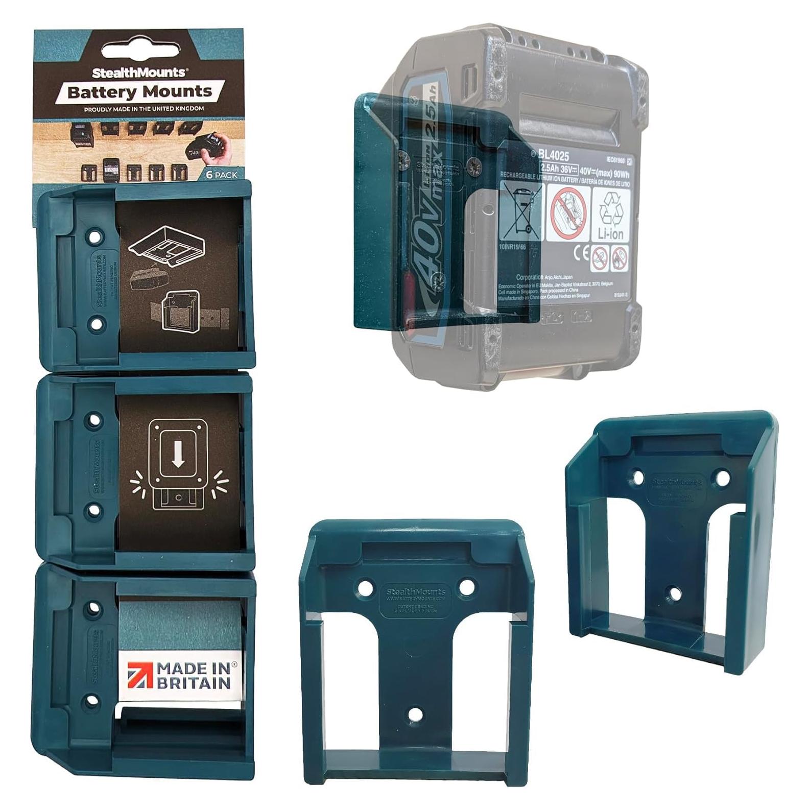 Soporte de Batería StealthMounts 40V, Paquete de 6, Azul