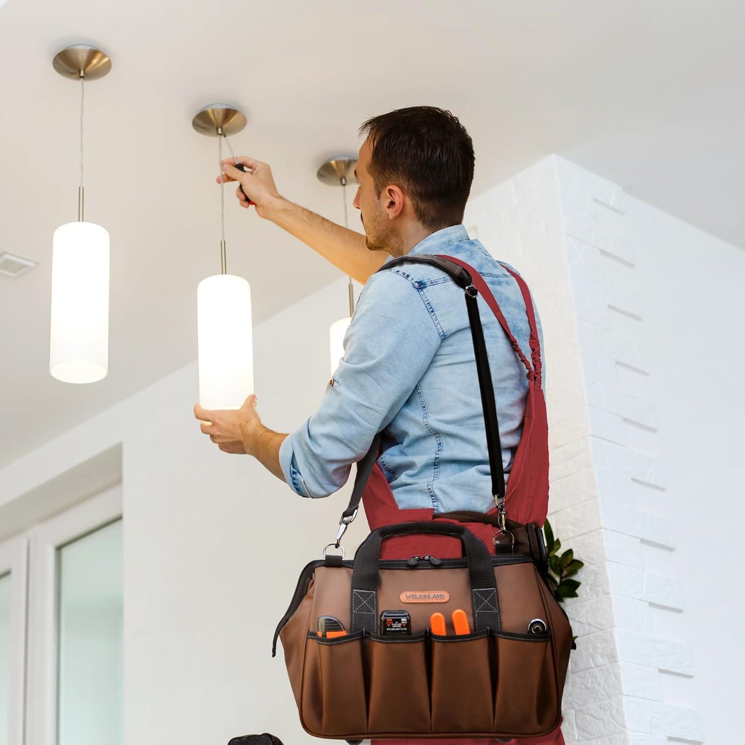 Bolsa de Herramientas WELKINLAND 17 Bolsillos 18L Marrón