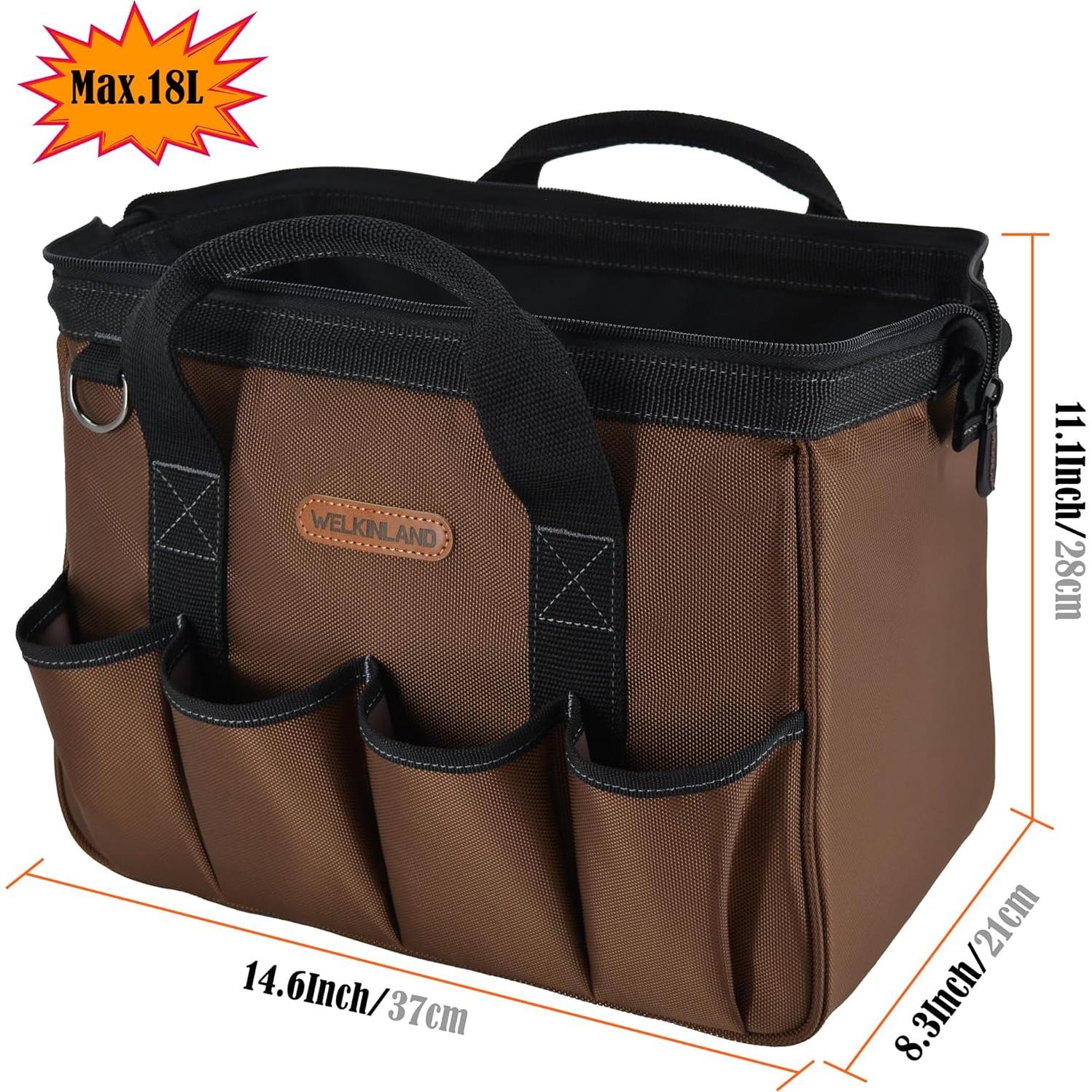 Bolsa de Herramientas WELKINLAND 17 Bolsillos 18L Marrón