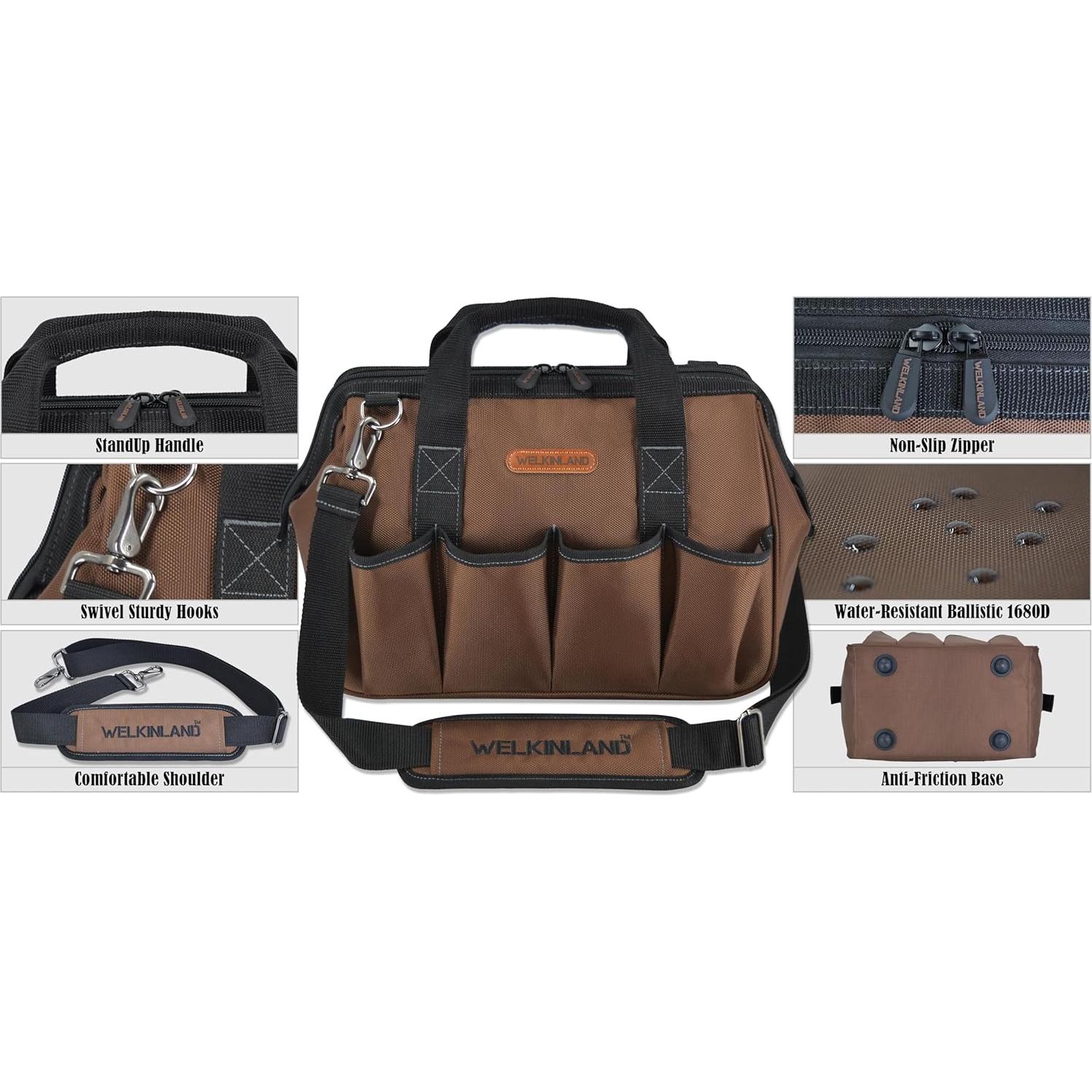 Bolsa de Herramientas WELKINLAND 17 Bolsillos 18L Marrón