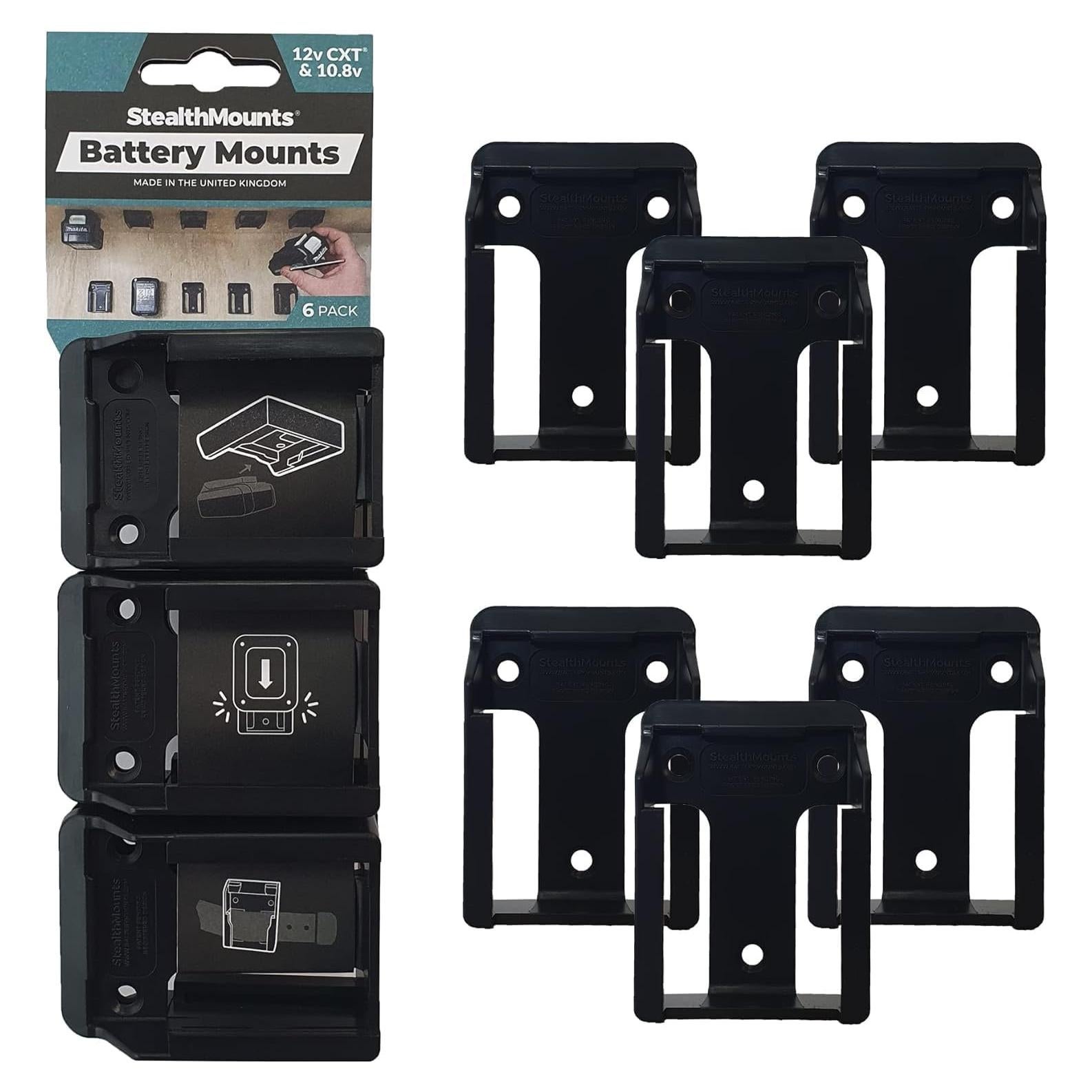 Soporte de Batería StealthMounts 12V CXT - 6 Paquete Negro