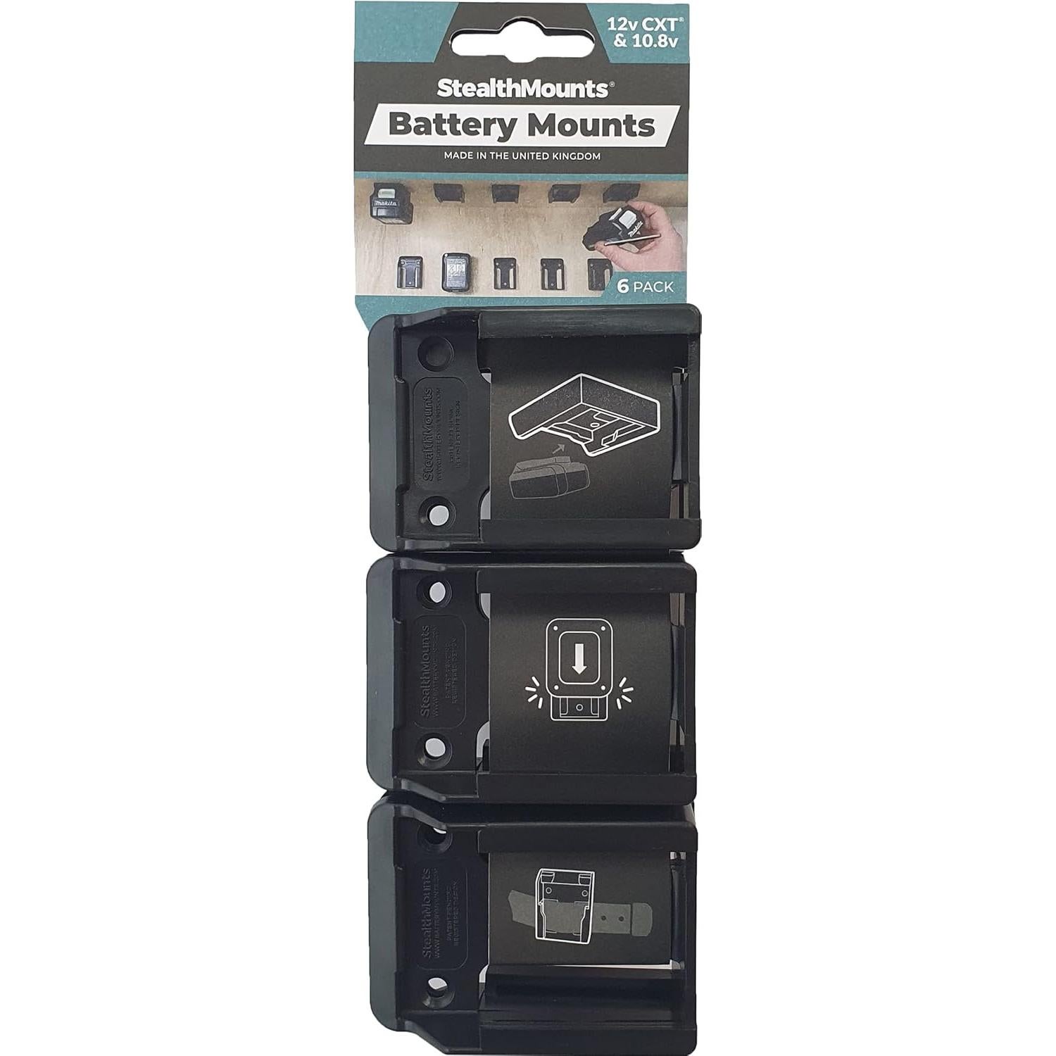 Soporte de Batería StealthMounts 12V CXT - 6 Paquete Negro