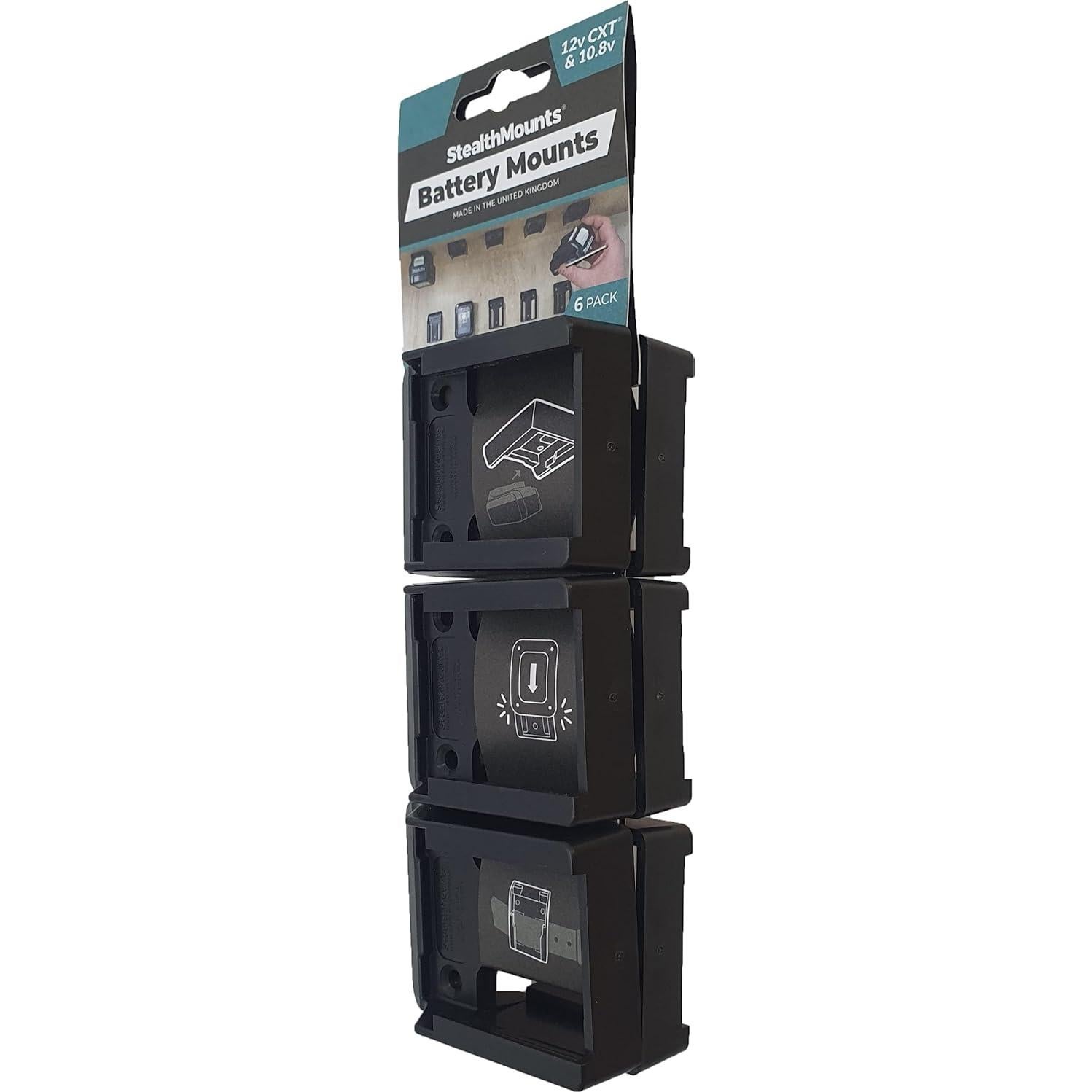 Soporte de Batería StealthMounts 12V CXT - 6 Paquete Negro