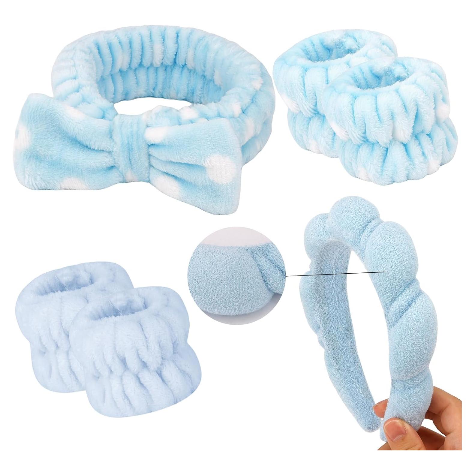 Set de 6 Diademas y Pulseras de Spa CUBACO Azul