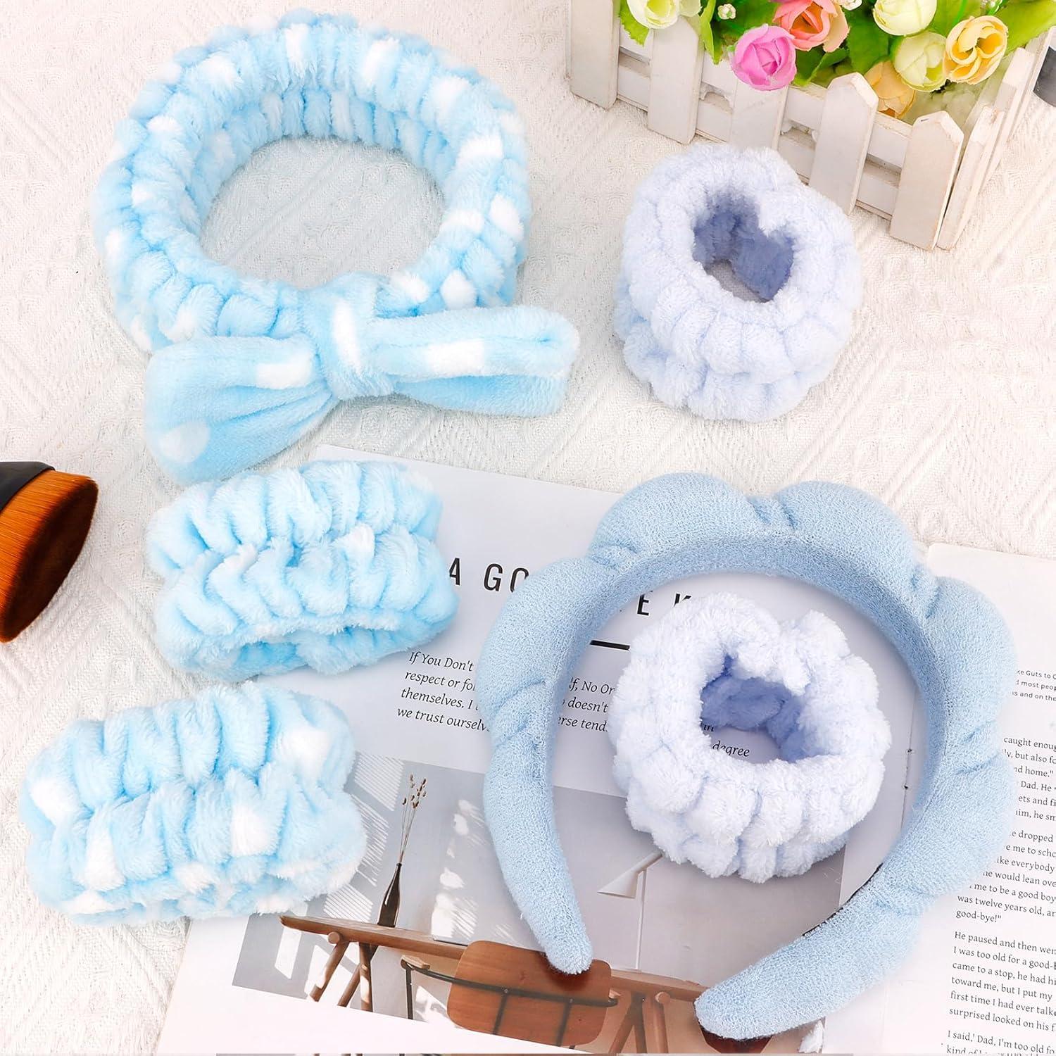 Set de 6 Diademas y Pulseras de Spa CUBACO Azul