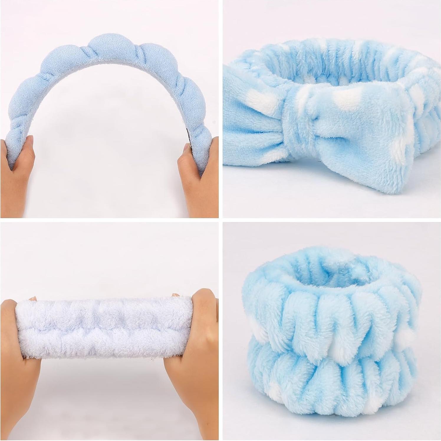 Set de 6 Diademas y Pulseras de Spa CUBACO Azul