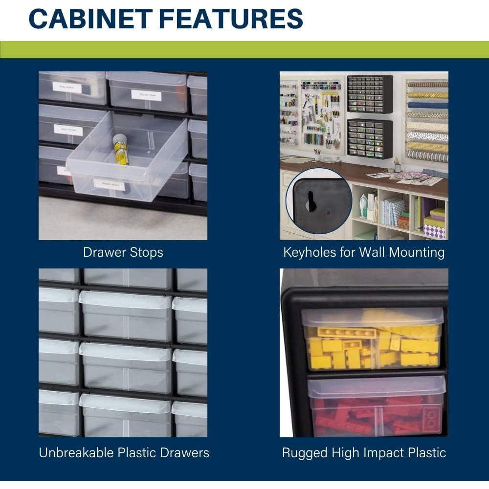 Gabinete de Almacenamiento Akro-Mils 24 Cajones Negro