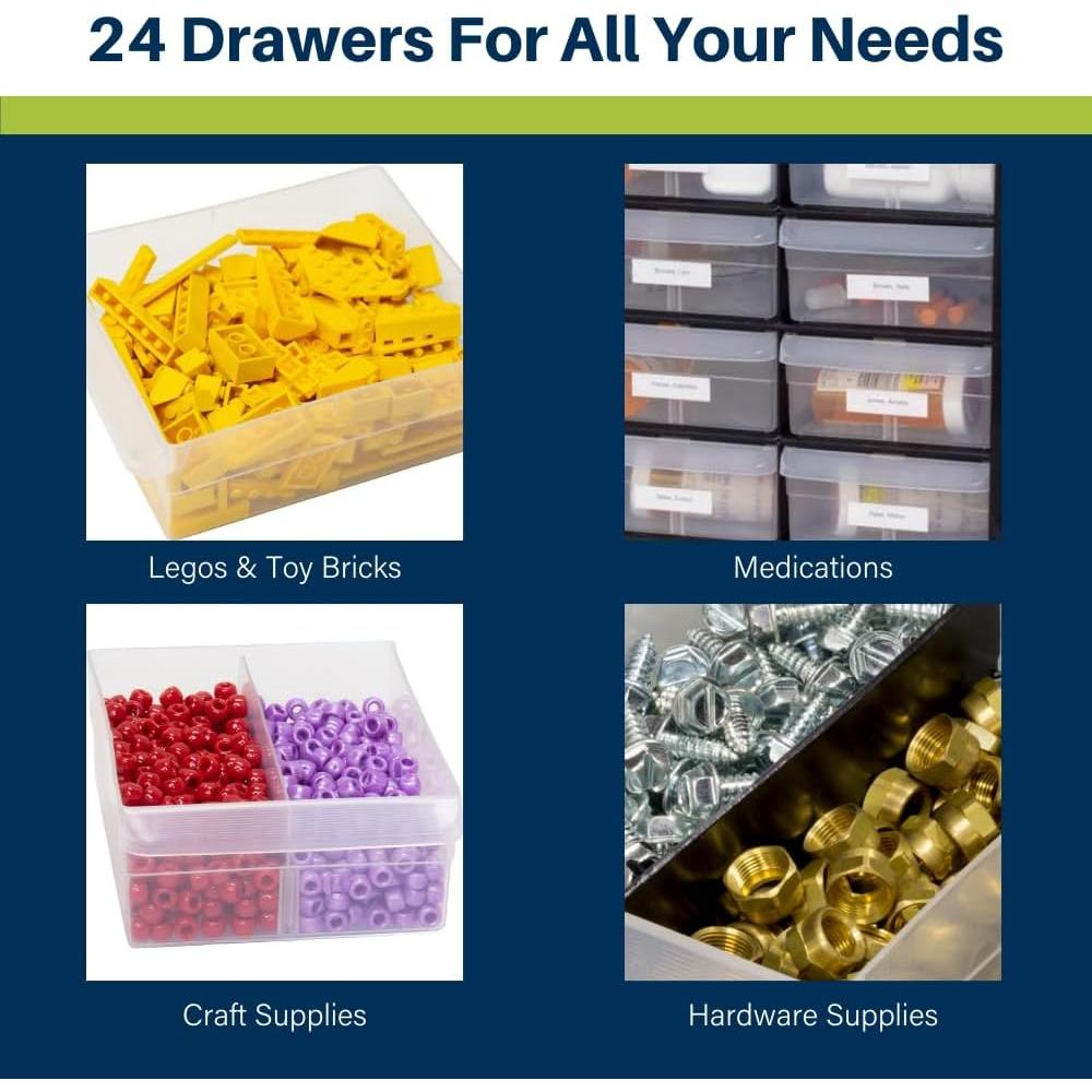 Gabinete de Almacenamiento Akro-Mils 24 Cajones Negro