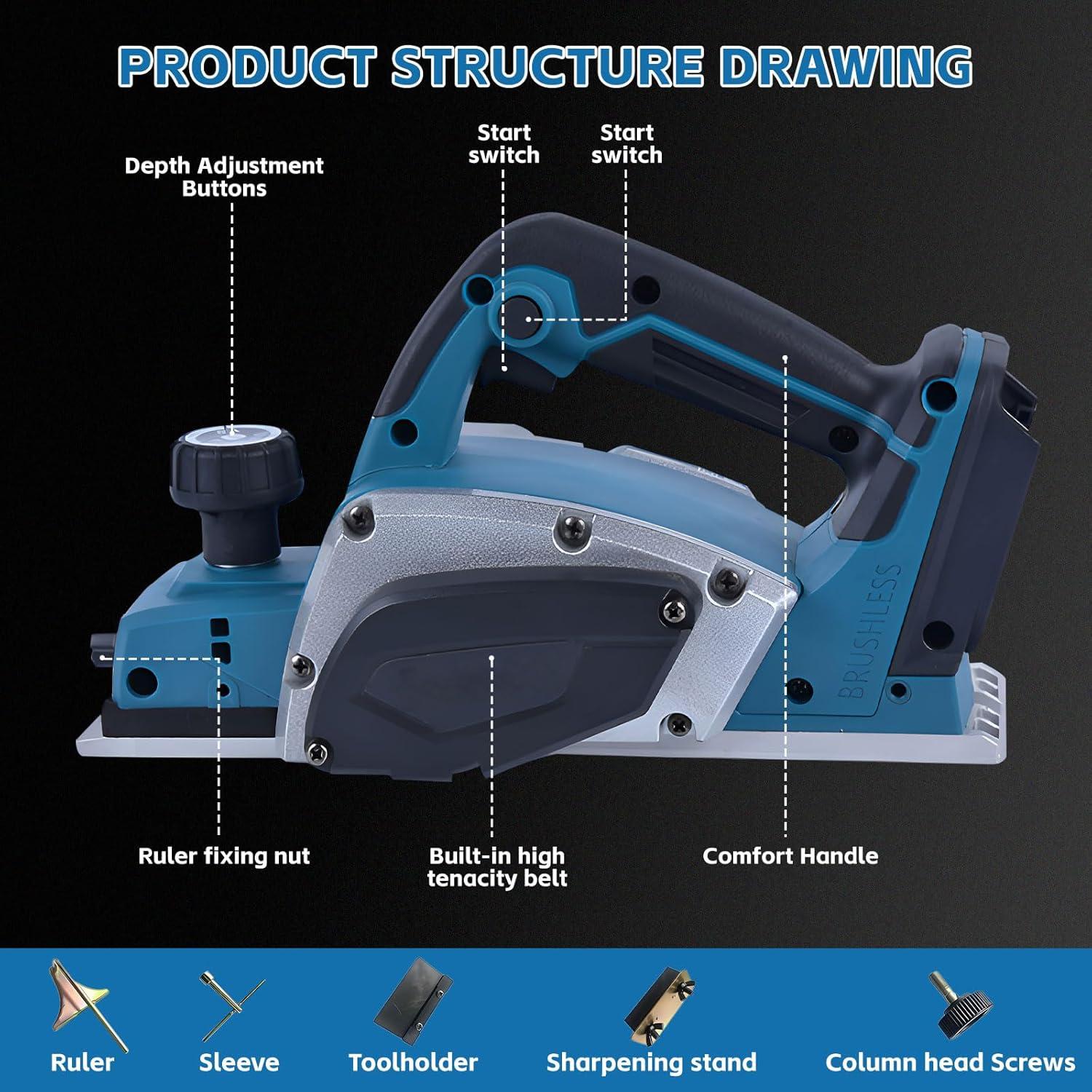 Planeador de Mano Inalámbrico ConBlom 82mm 15000RPM Azul