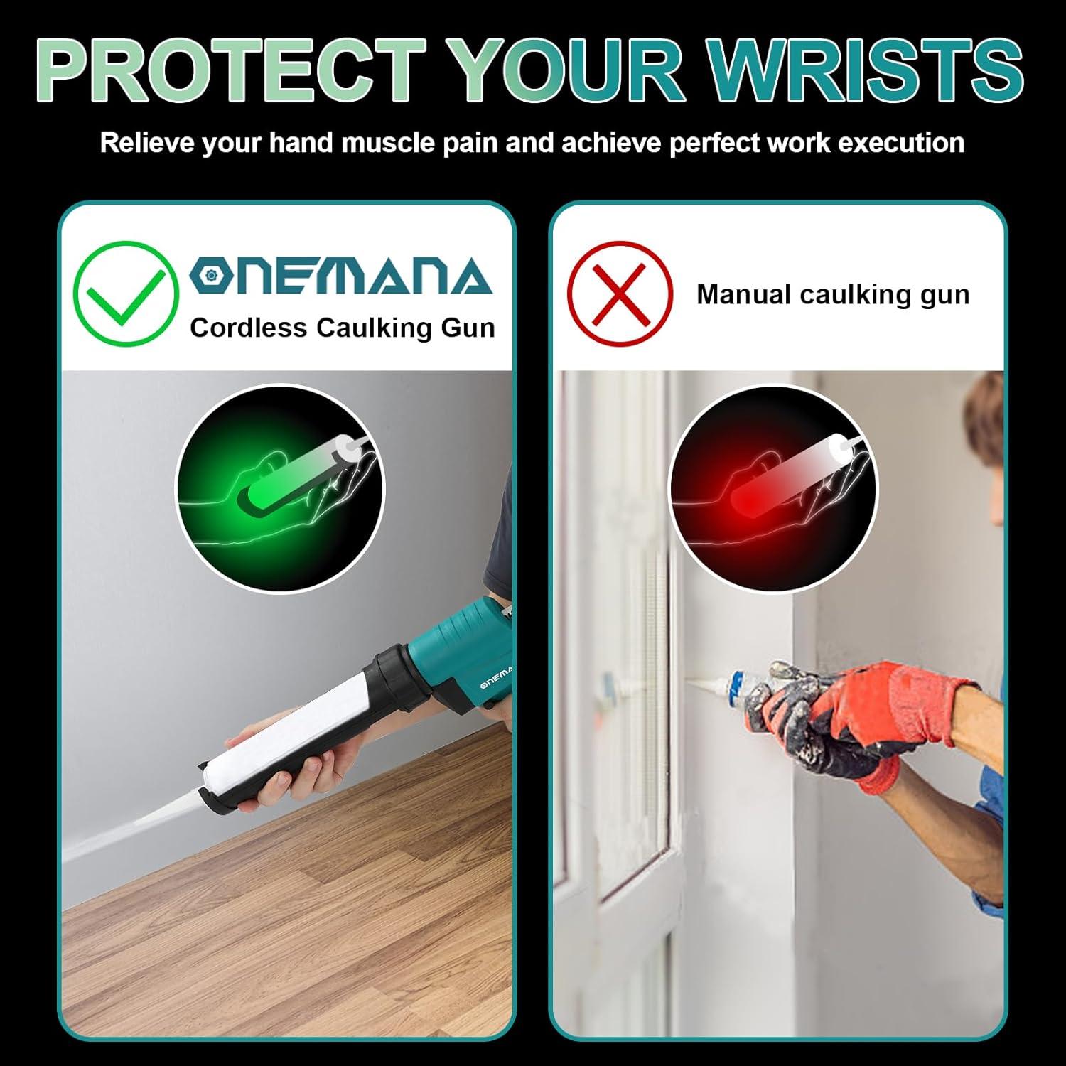 Pistola de Calafateo ONEMANA 20V Sin Goteo 300ml LED