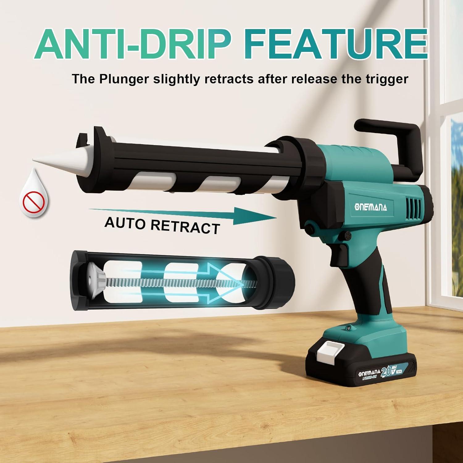 Pistola de Calafateo ONEMANA 20V Sin Goteo 300ml LED