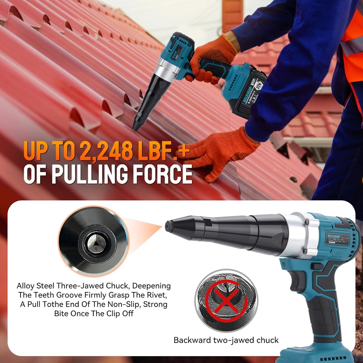 Pistola de Remaches Inalámbrica BDJHMP 21V 5.0Ah Automática