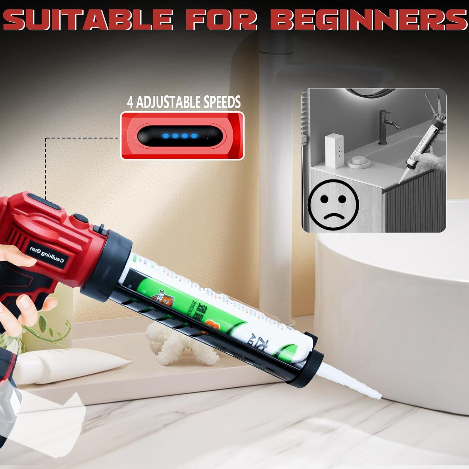 Pistola de Calafateo Inalámbrica HLiePiHa 20V 10oz con Luz LED