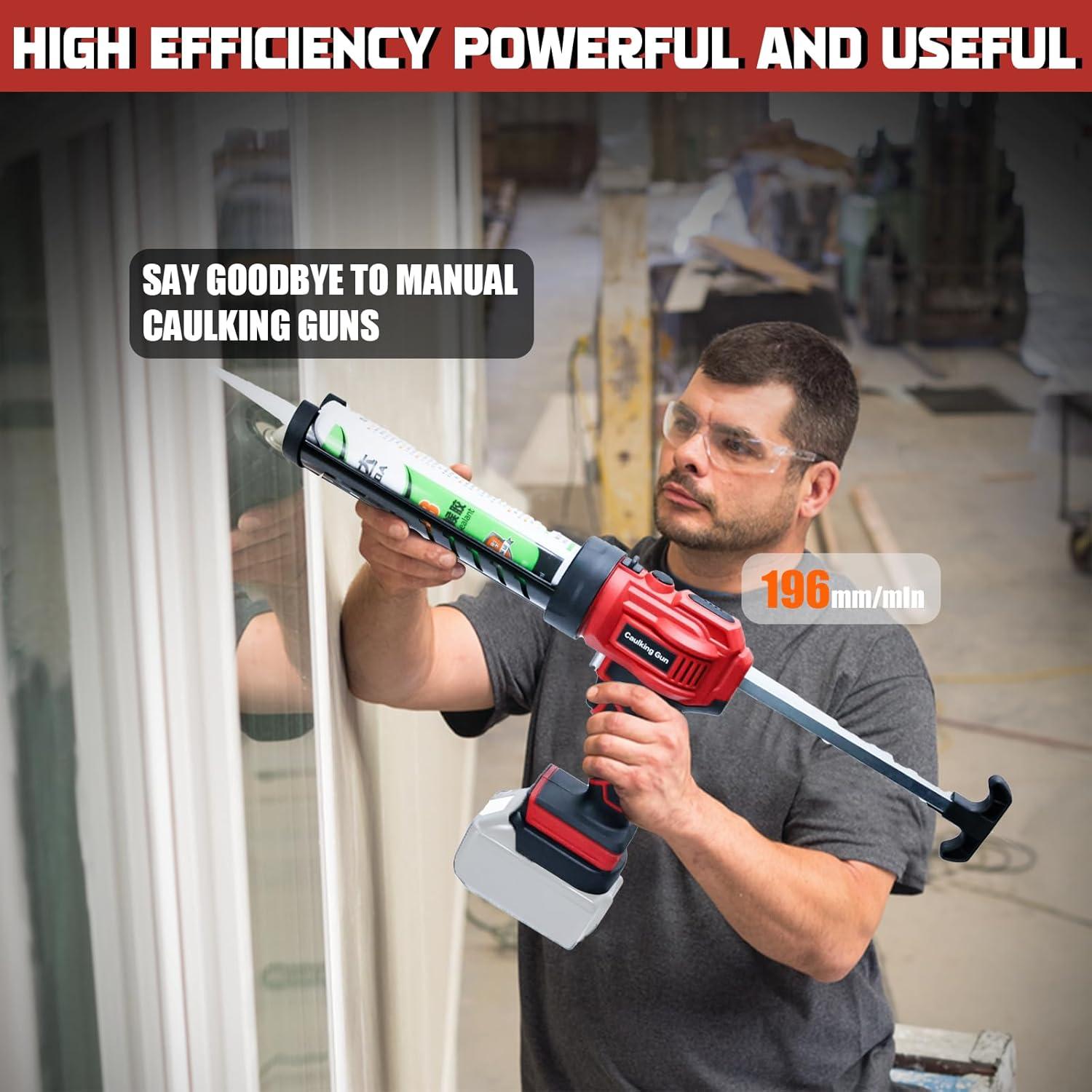 Pistola de Calafateo Inalámbrica HLiePiHa 20V 10oz con Luz LED