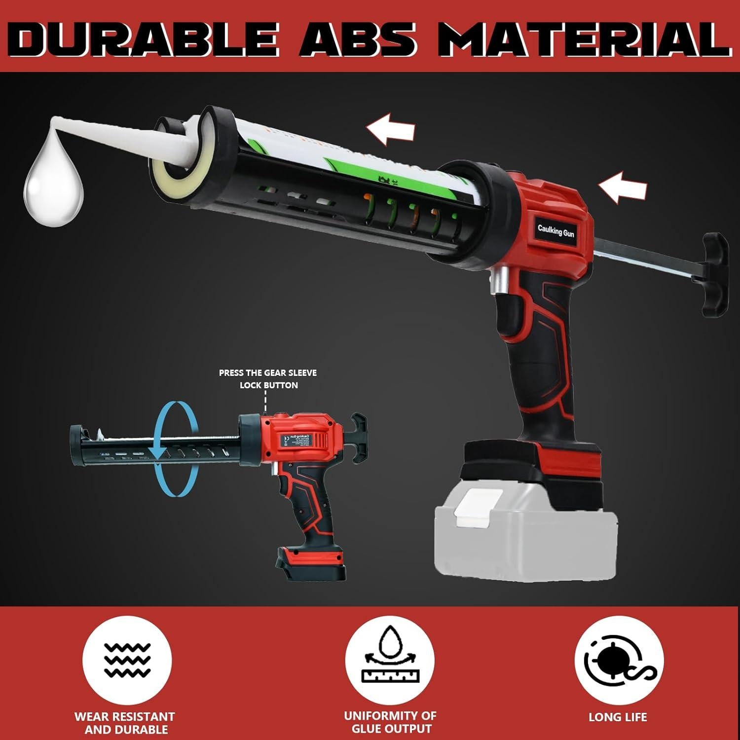 Pistola de Calafateo Inalámbrica HLiePiHa 20V 10oz con Luz LED